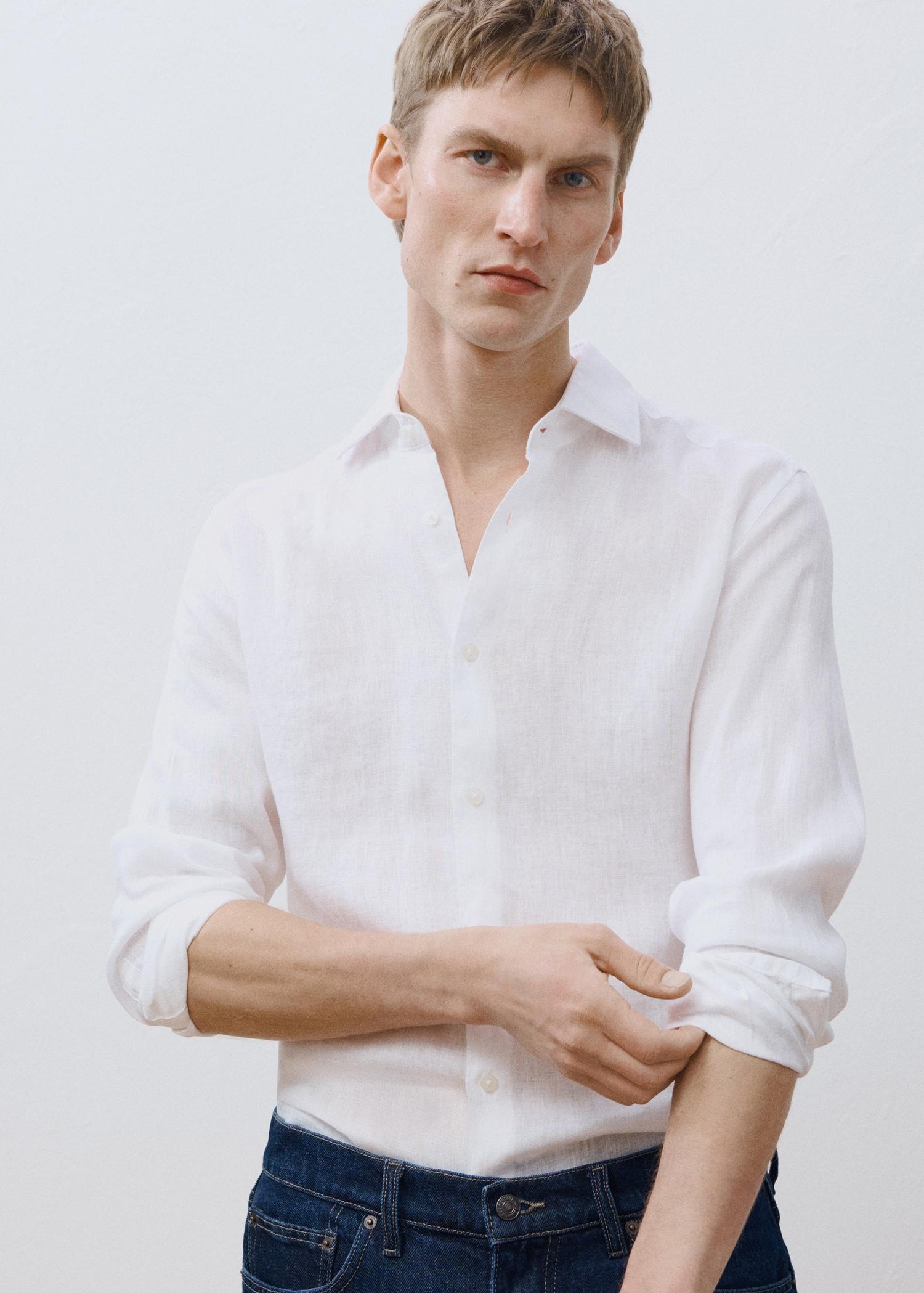 Linen 100% shirt - Men | MANGO USA Product Image
