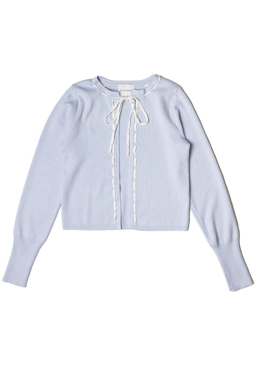 Running Stitch Tie Front Knit Cardigan Product Image