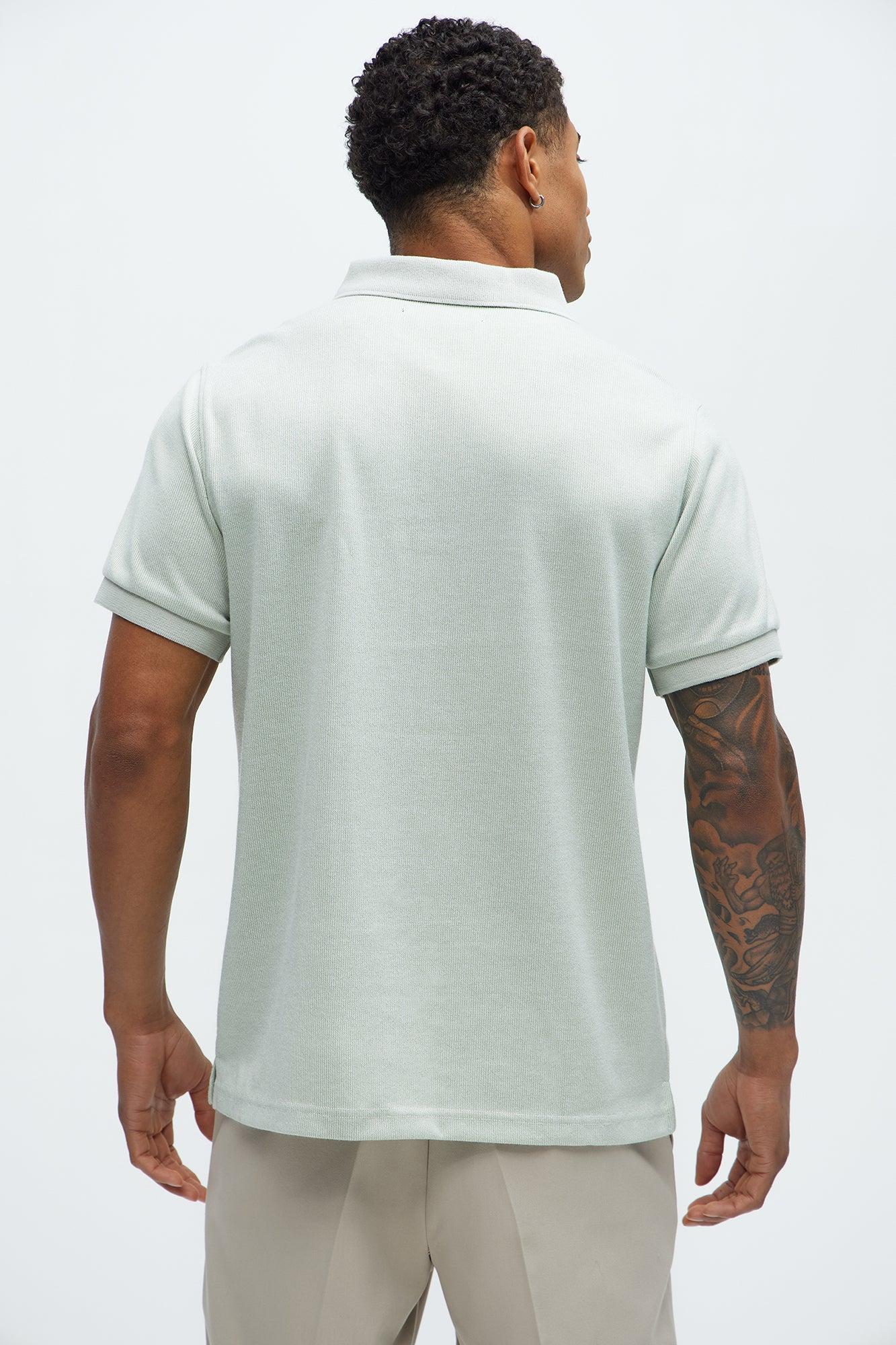Subtle Stripes Textured Polo - Sage Product Image
