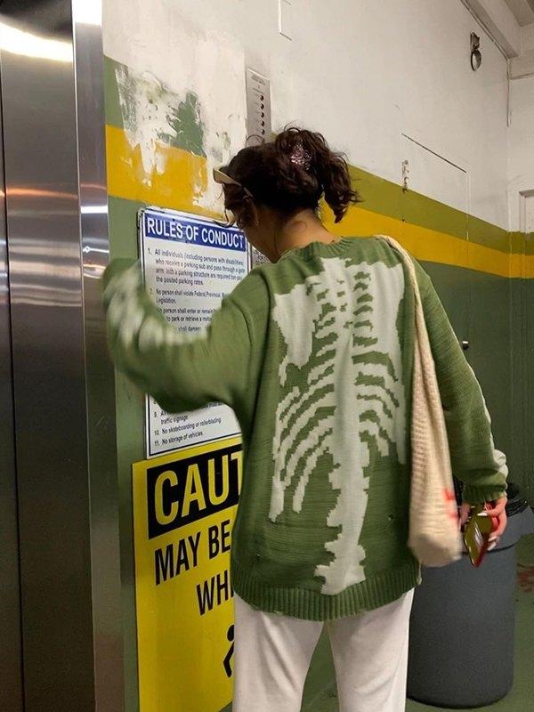 Oversized Skeleton Knit Sweater Product Image
