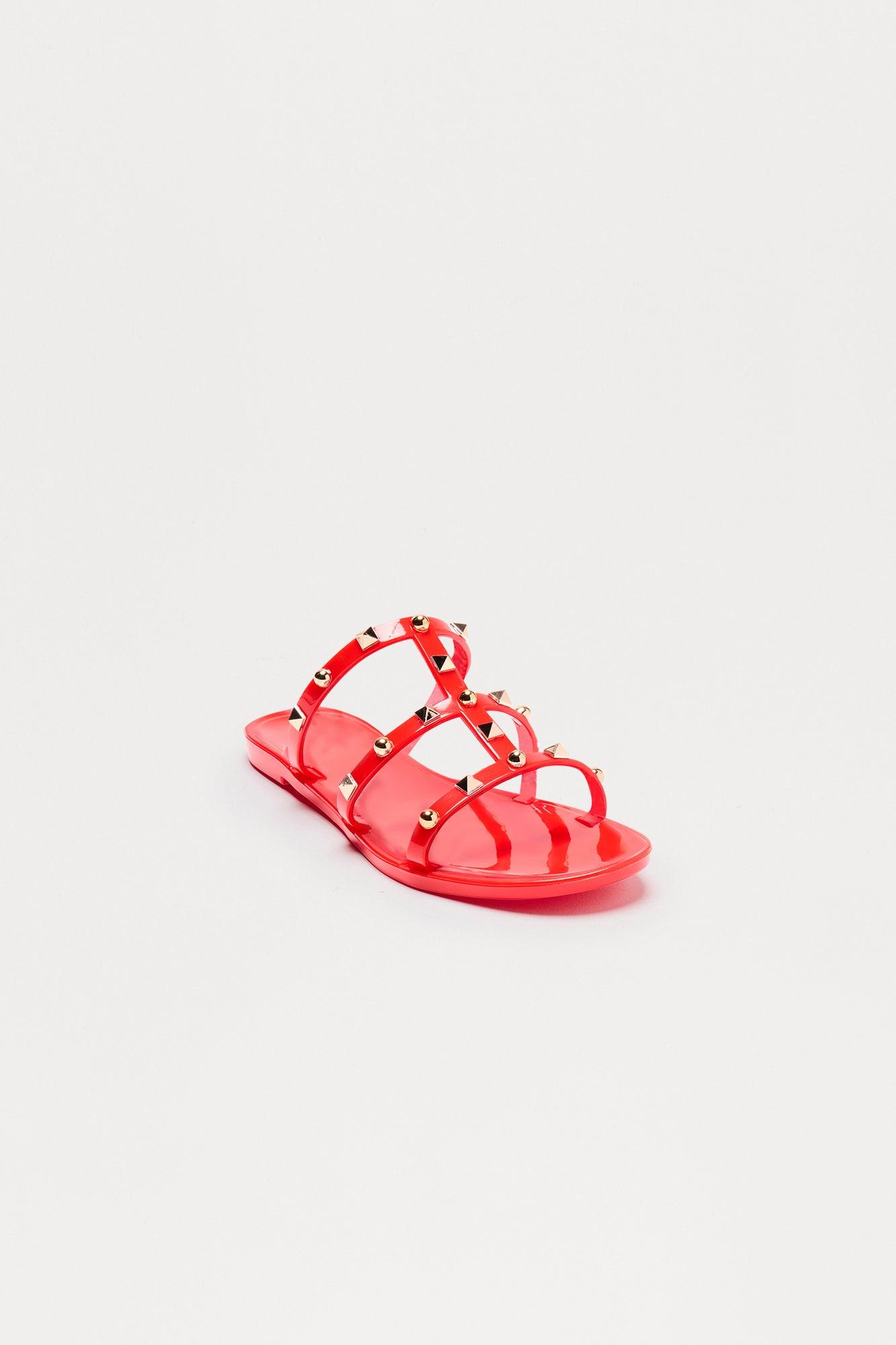 Eira Studded Sandals - Red Female Product Image