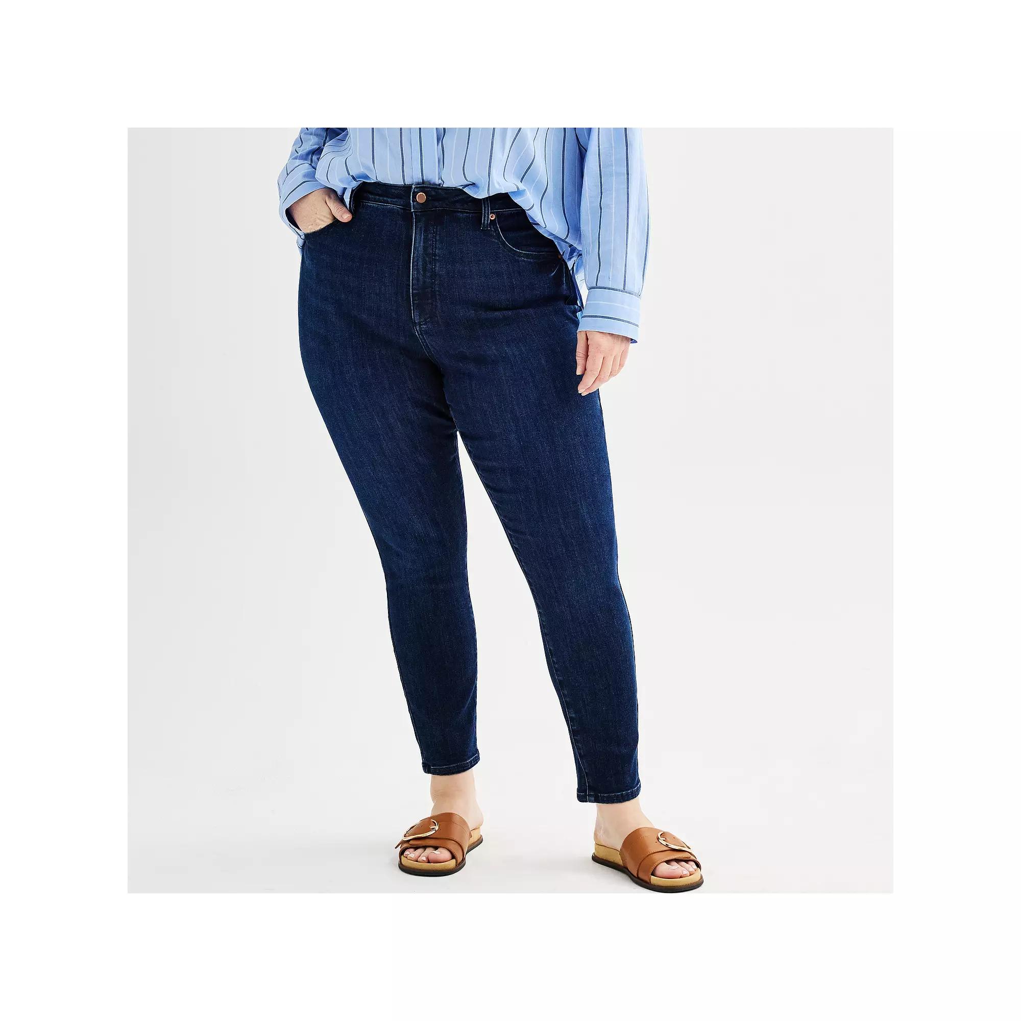 Plus Size Sonoma Goods For Life® High Rise Skinny Jeans, Women's, Size: 22 W, Dark Blue Product Image