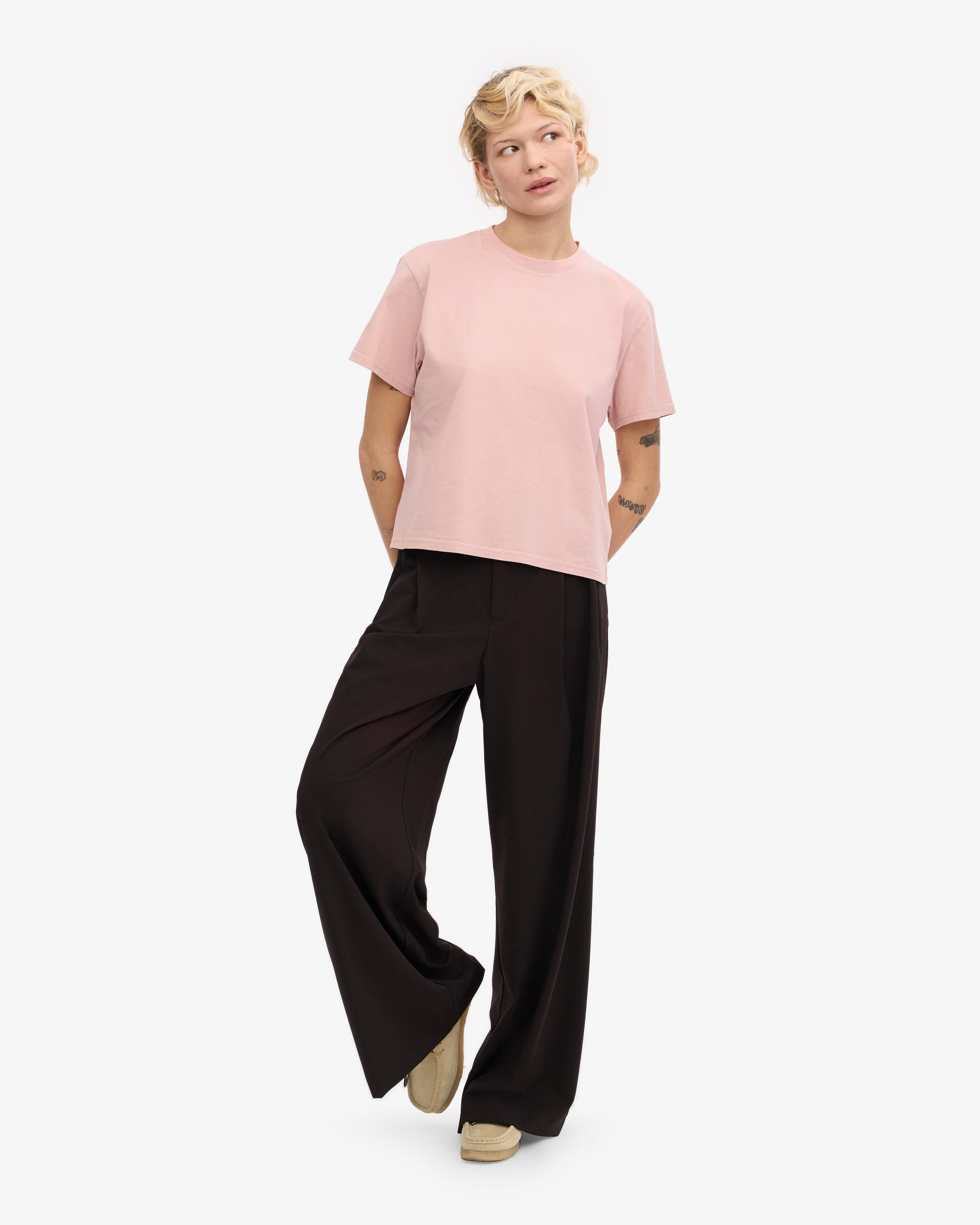 Organic Boxy Crop Tee - Faded Pink Product Image