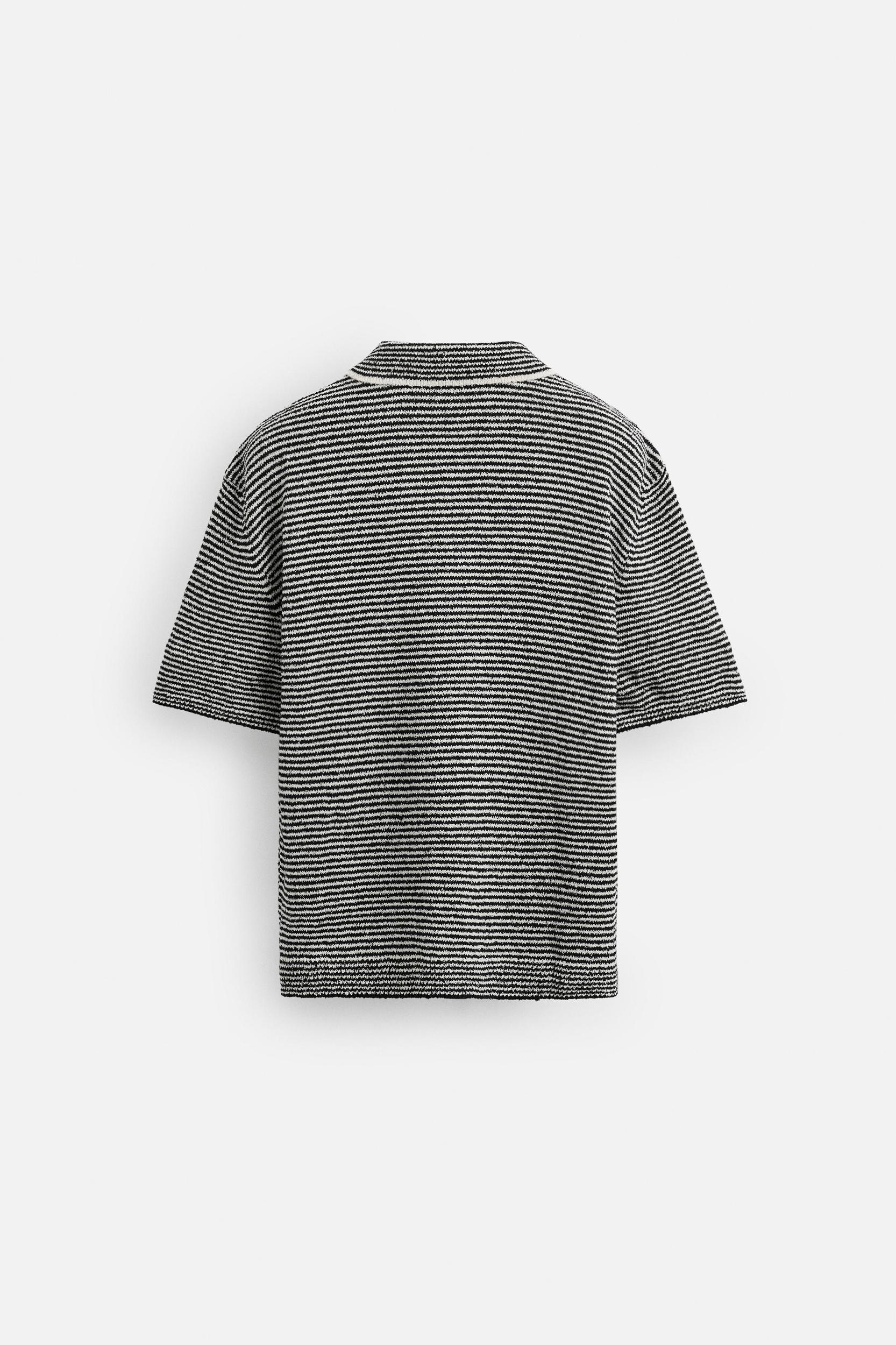 STRIPED KNIT POLO SHIRT Product Image