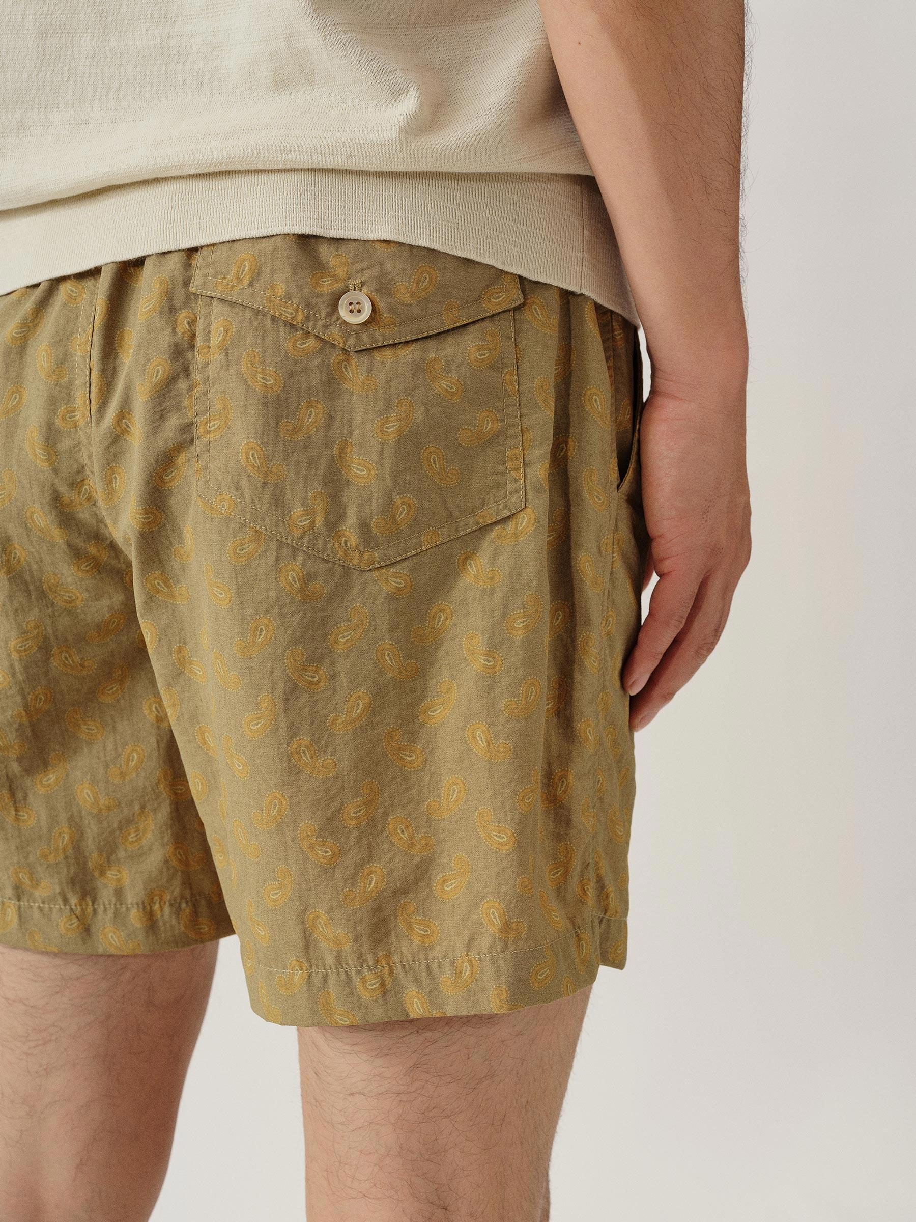 Green Paisley Diver Cloth Swim Short Product Image
