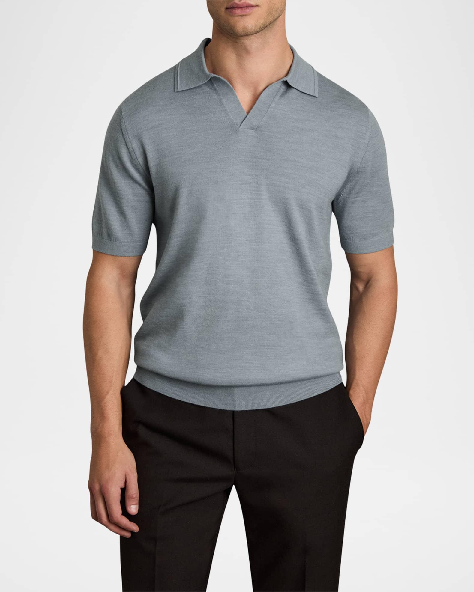 Men's Duchie Merino Wool Open Collar Polo Shirt Product Image