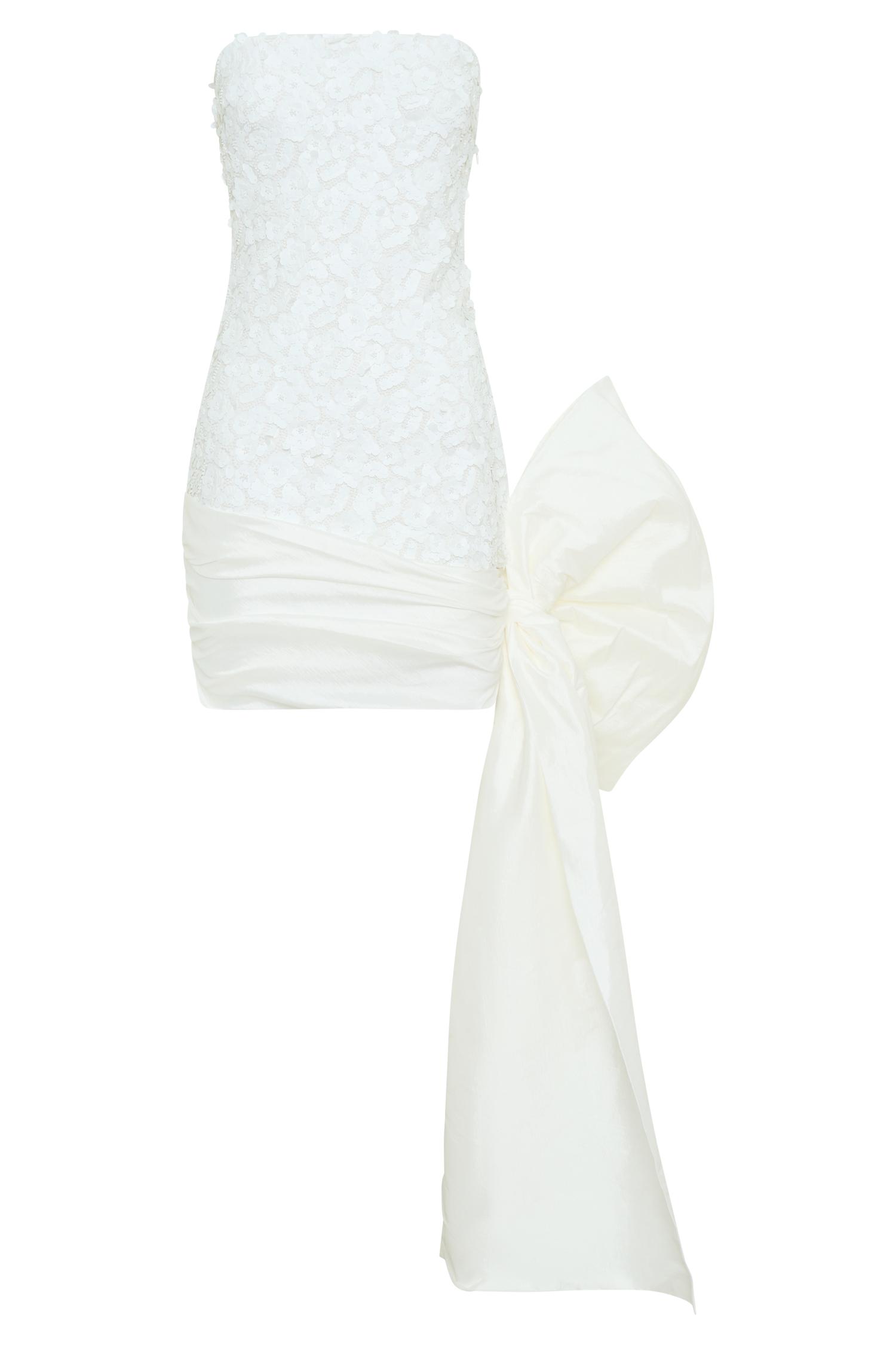 Franka Strapless Bow Mini Dress - White Product Image