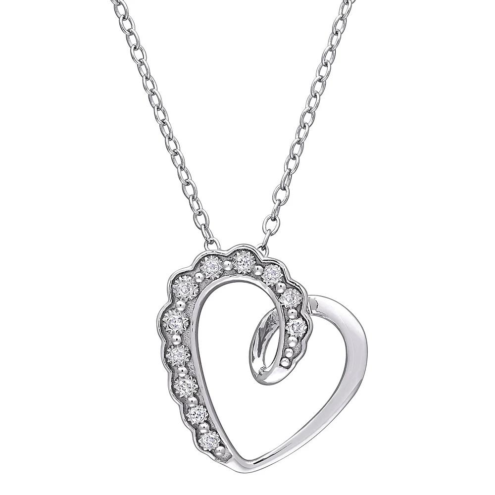 Stella Grace Sterling Silver Diamond Accent Heart Pendant Necklace, Women's, Size: 18" Product Image