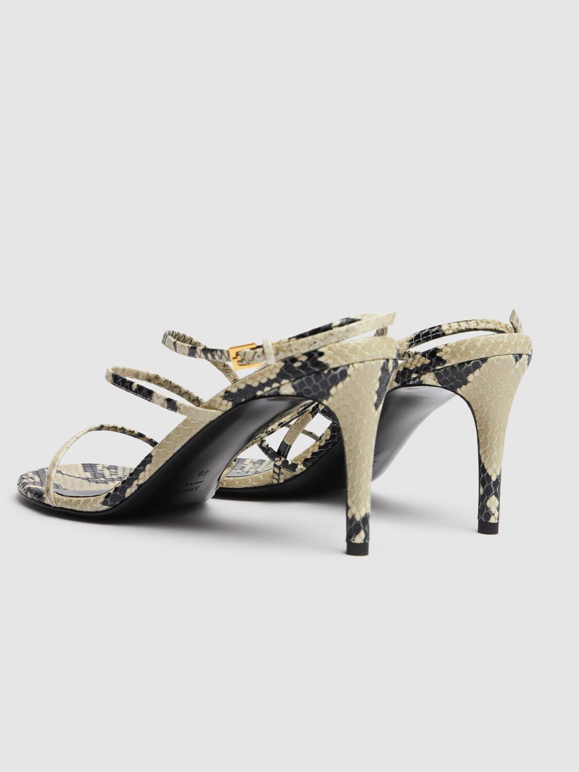 KHAITE Loop Snake-effect Leather Sandals In Beige Comb Product Image