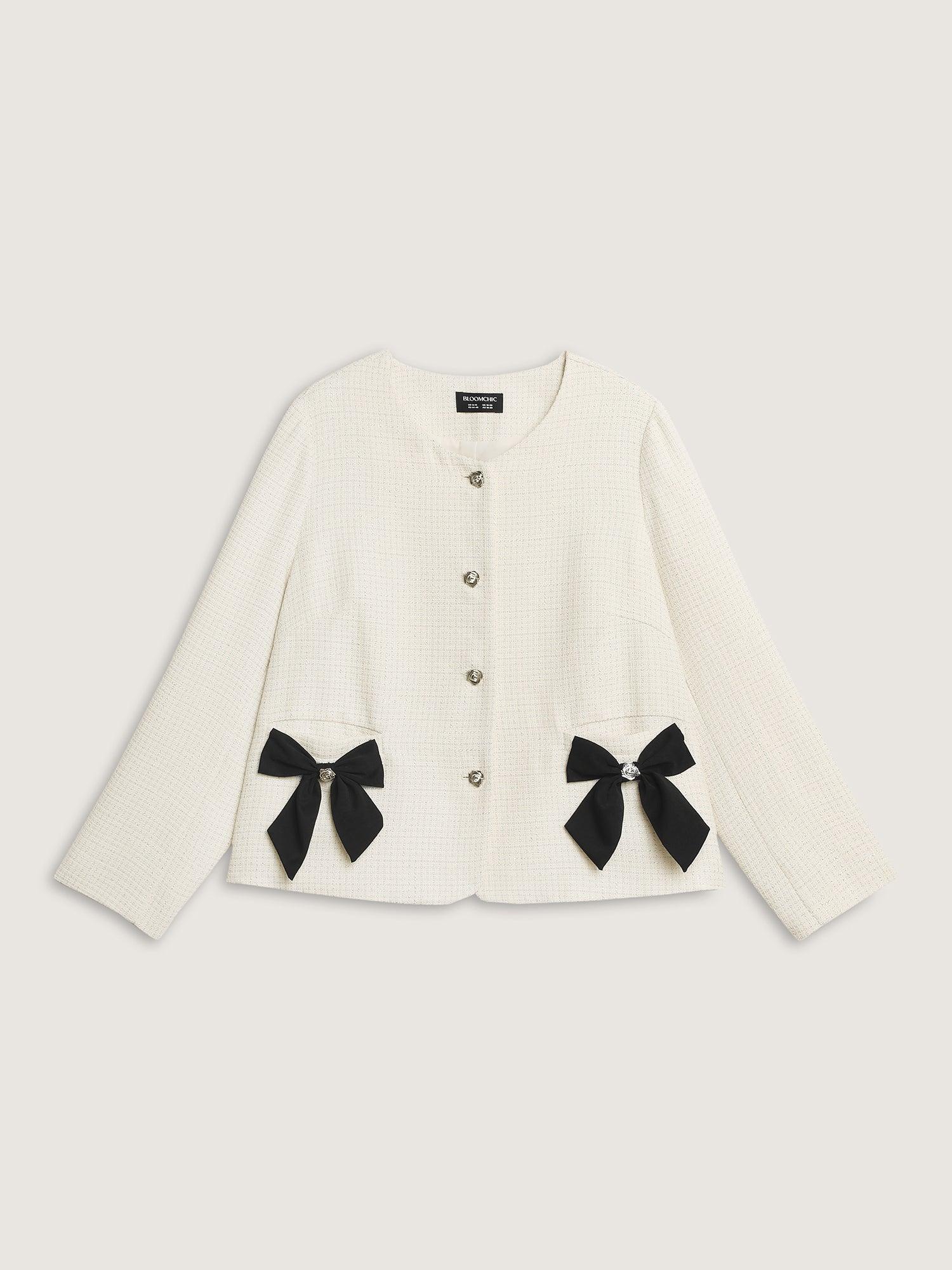 Tweed Bowknot Cropped Coat Female Product Image