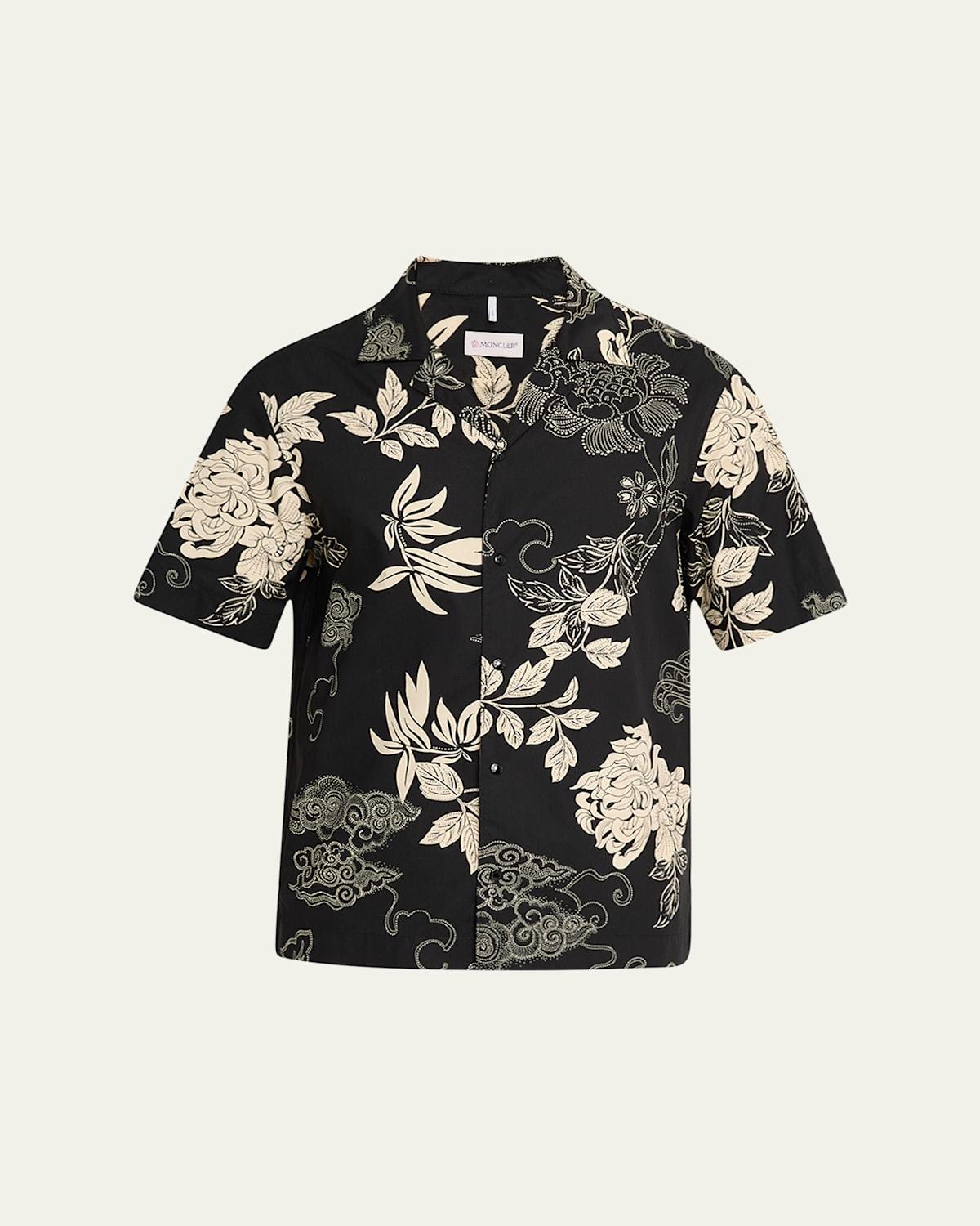 Men's Leaf-Print Camp Shirt Product Image