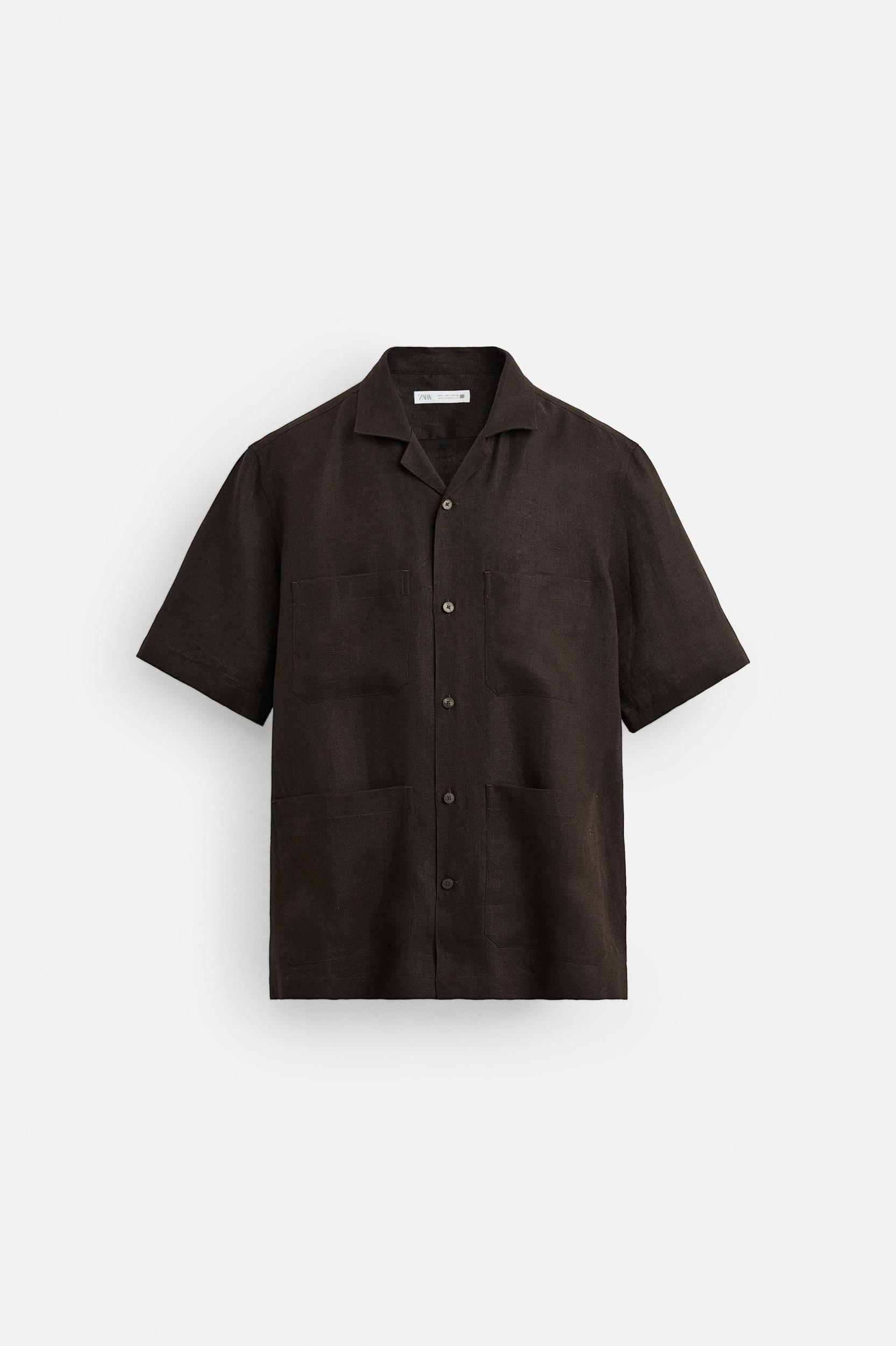 100% LINEN SHIRT WITH POCKETS Product Image