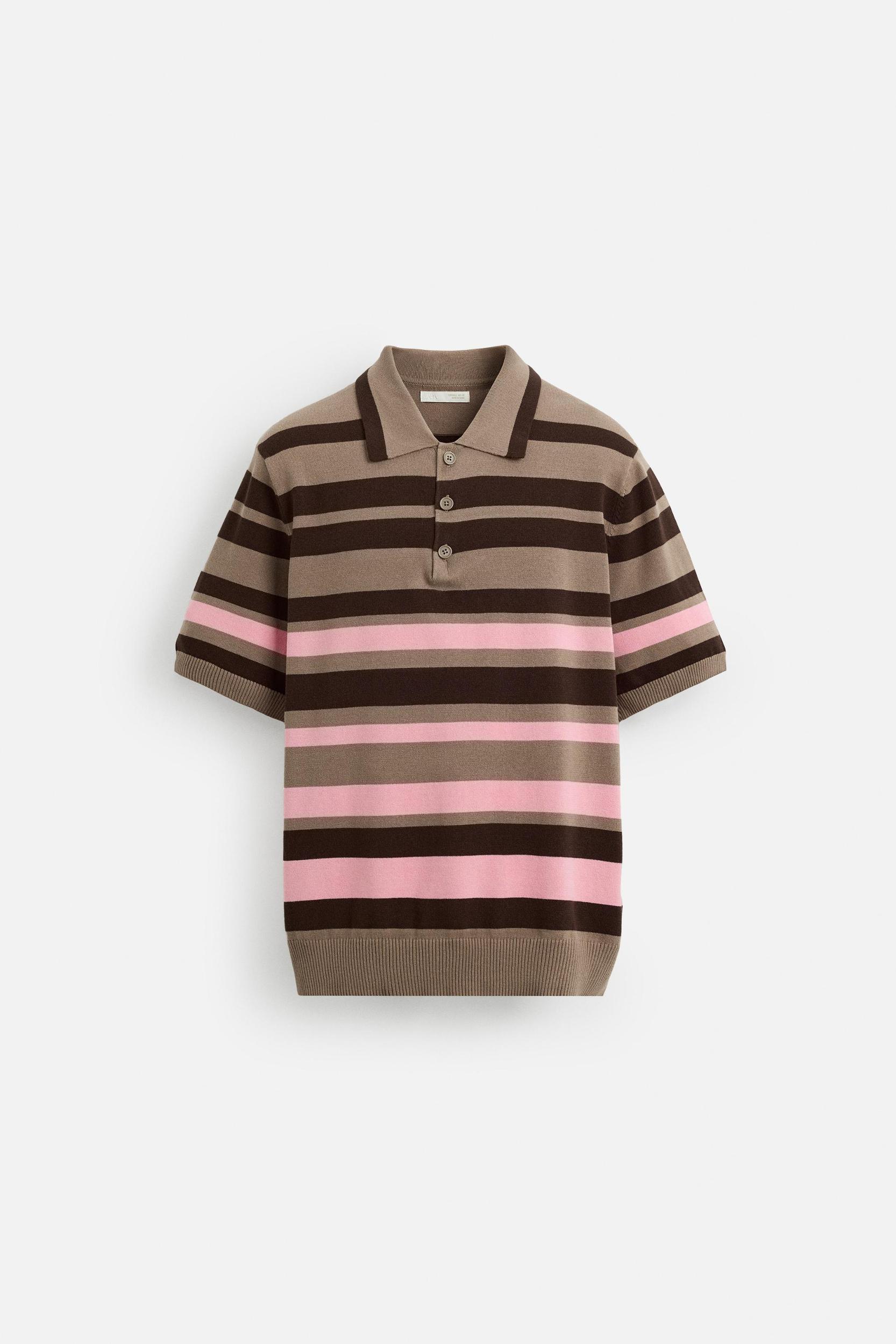 JACQUARD STRIPED KNIT POLO SHIRT Product Image