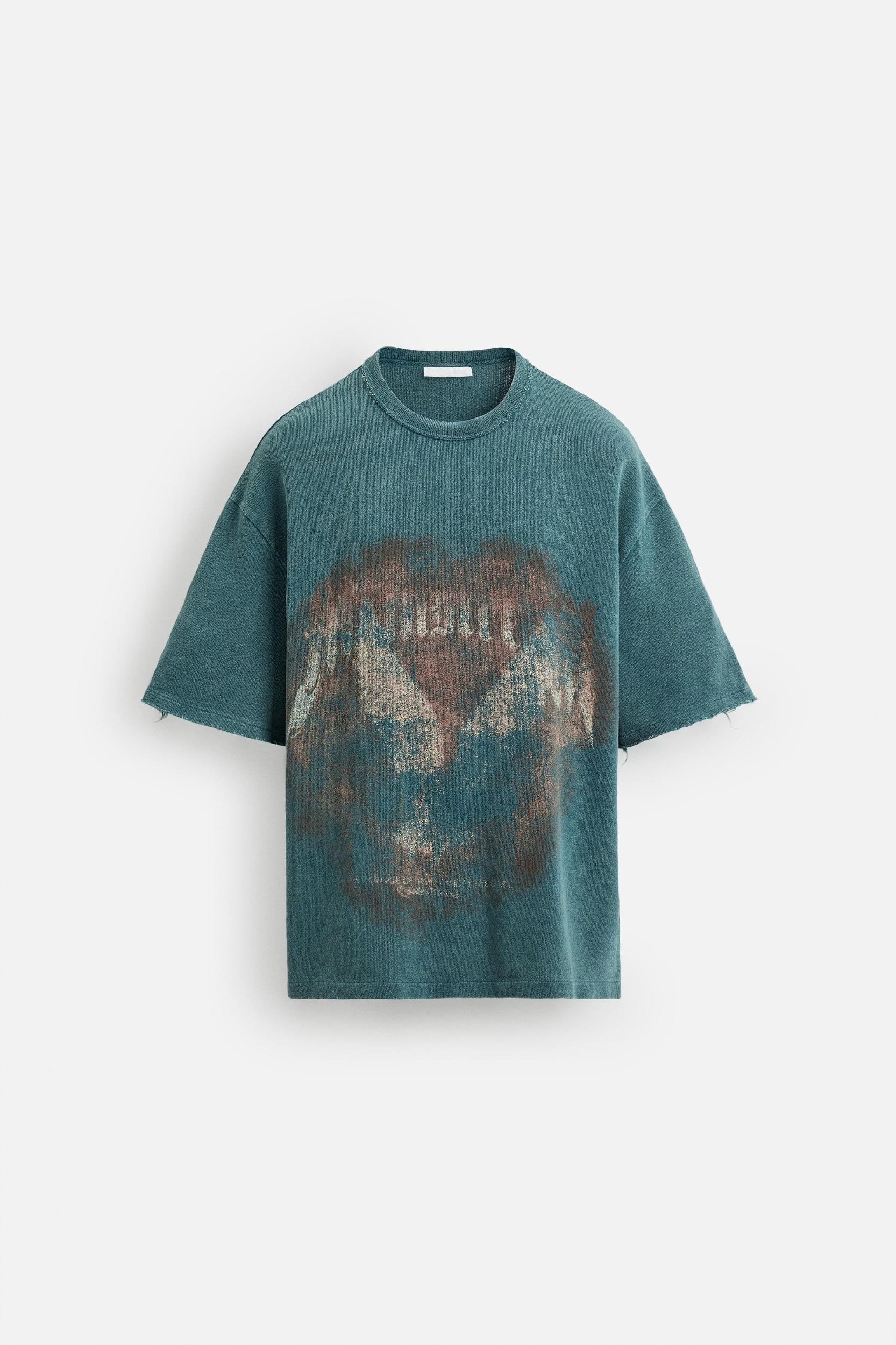 WASHED PRINT KNIT T-SHIRT Product Image