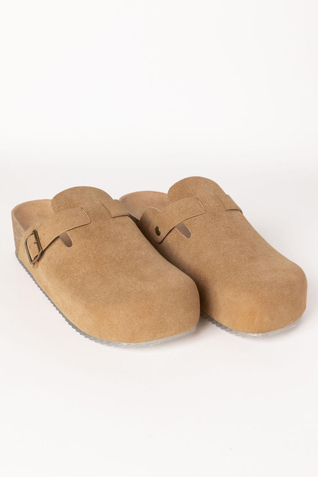 Elyse Suede Taupe Clogs FINAL SALE Product Image