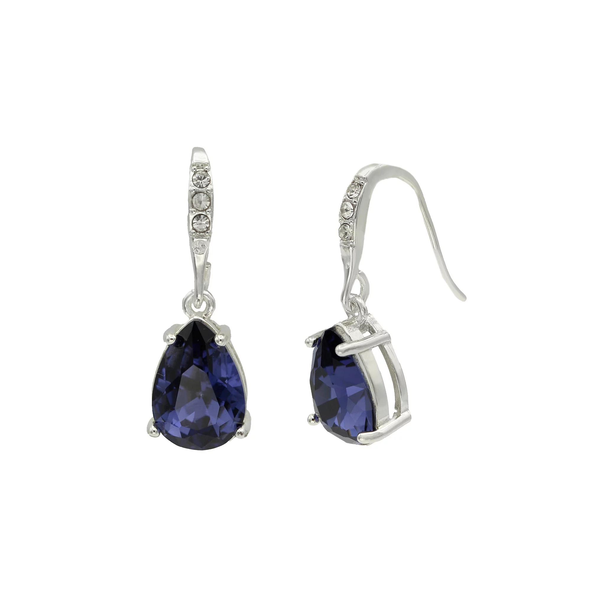 City Luxe Purple Crystal Oval Drop Earrings, Women's, Silver Tone Purple Product Image