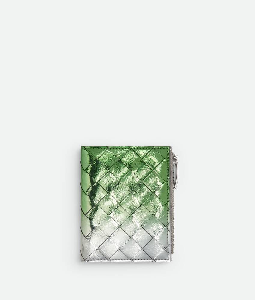 Women's Intrecciato Small Bi-Fold Wallet in Silver/fresh mint Product Image