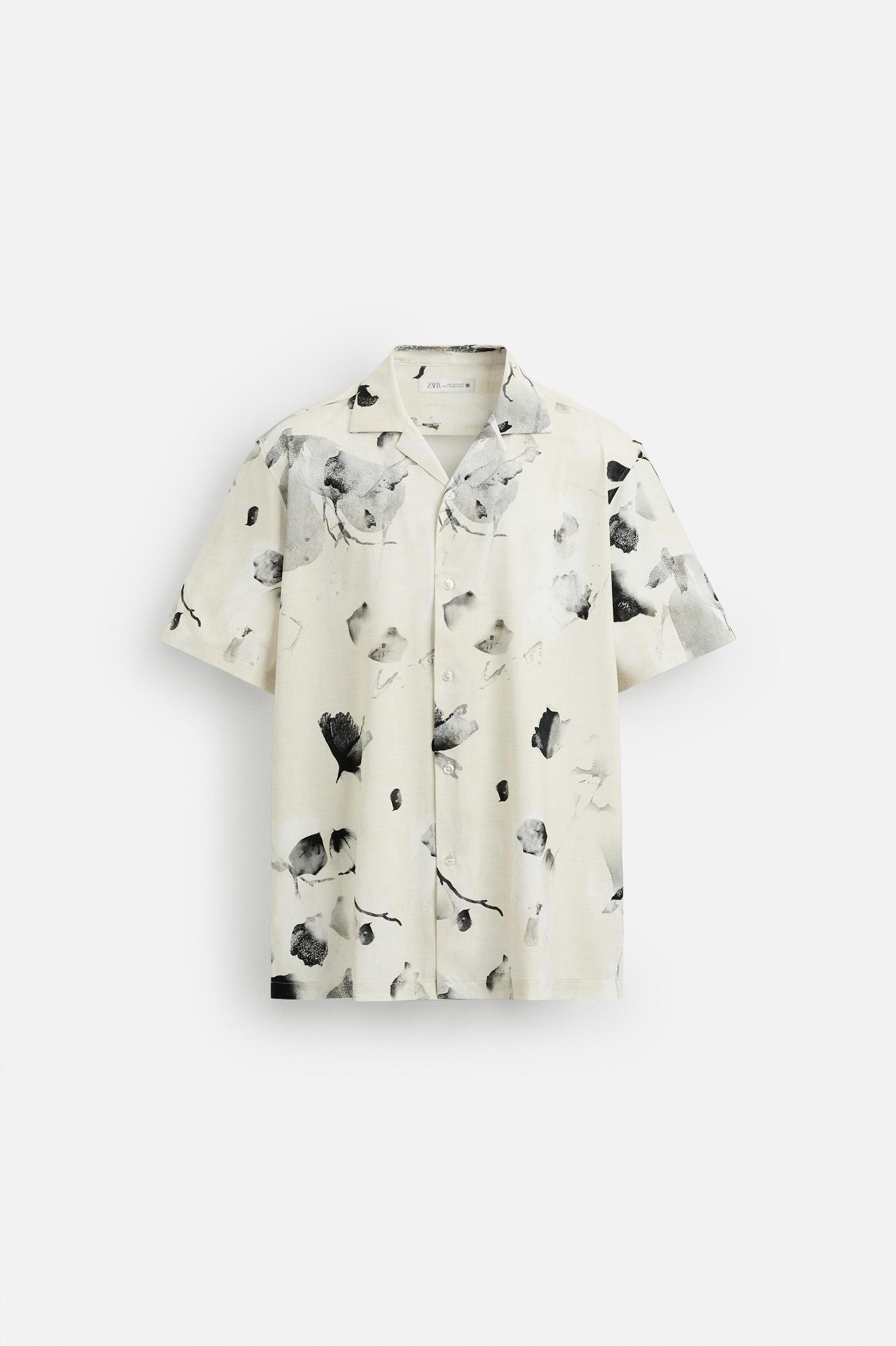 FLORAL PRINT STRETCH SHIRT Product Image