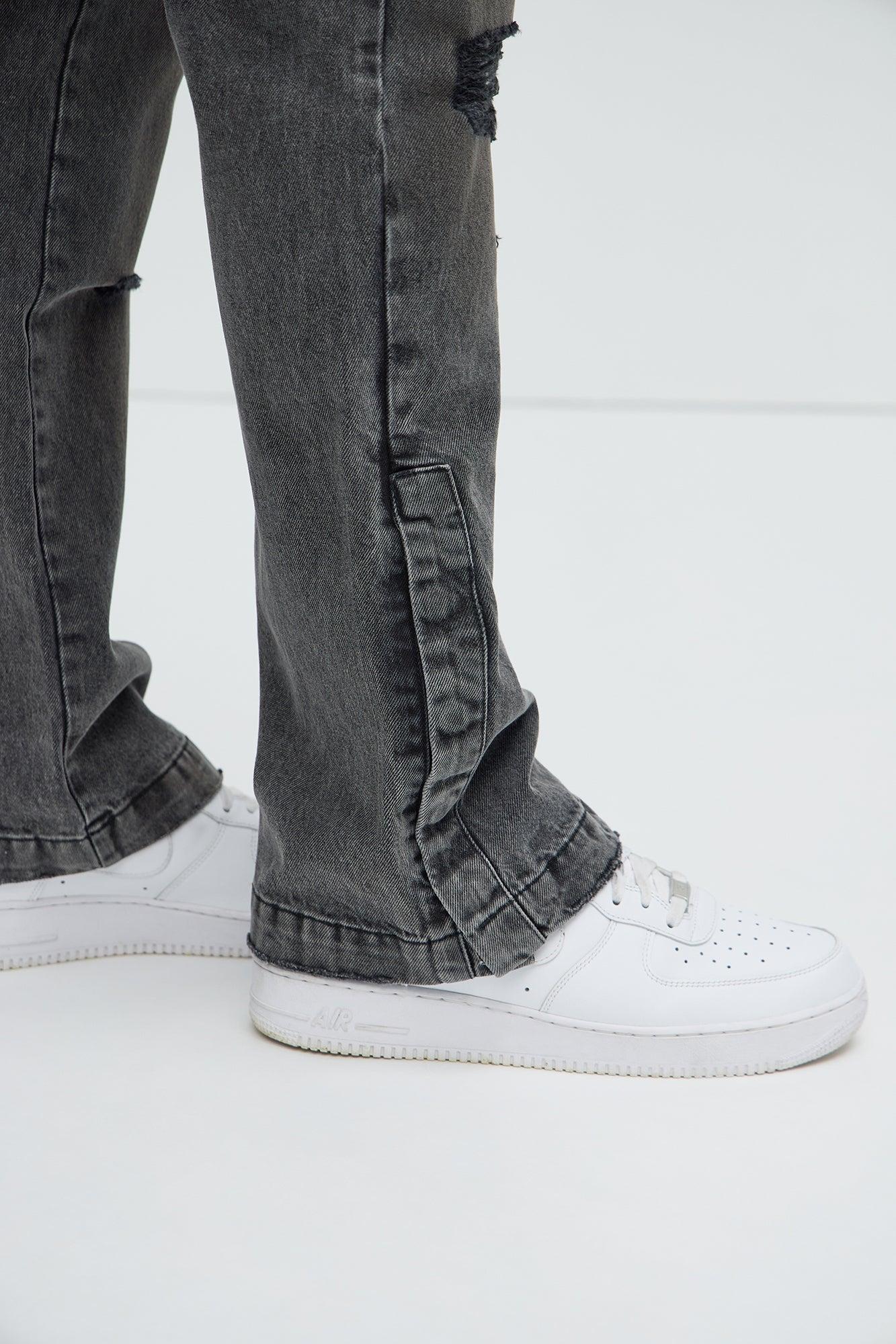 Stacked Slim Flare Kyan Cargo Jeans - Charcoal Product Image