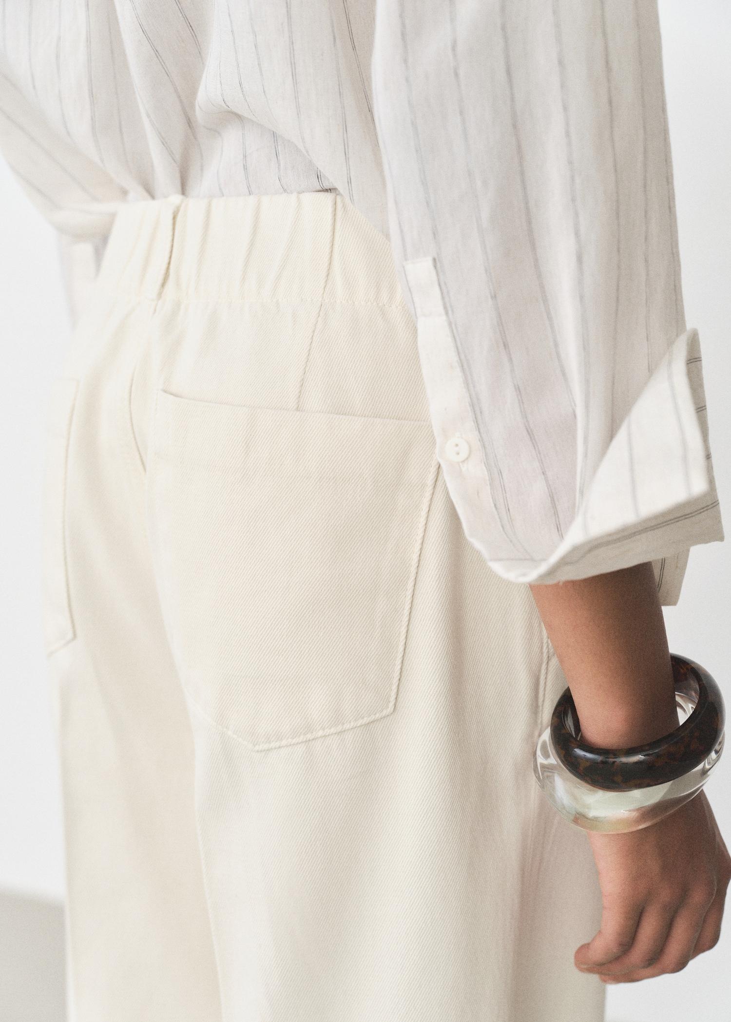 Cotton wide-leg pants - Women | MANGO USA Product Image