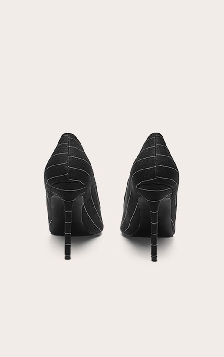 Black Pinstripe Point Toe Court Heels Product Image