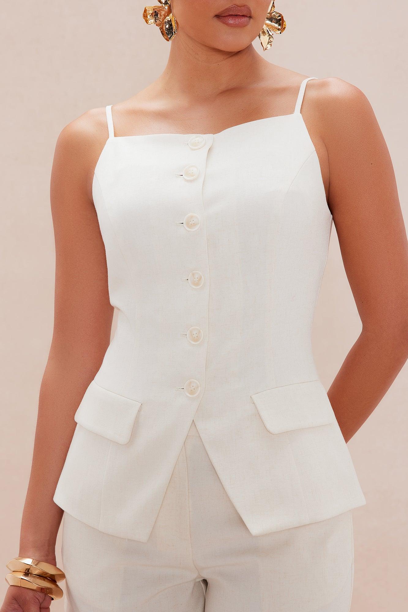 Perla Linen Short Set - Cream Product Image