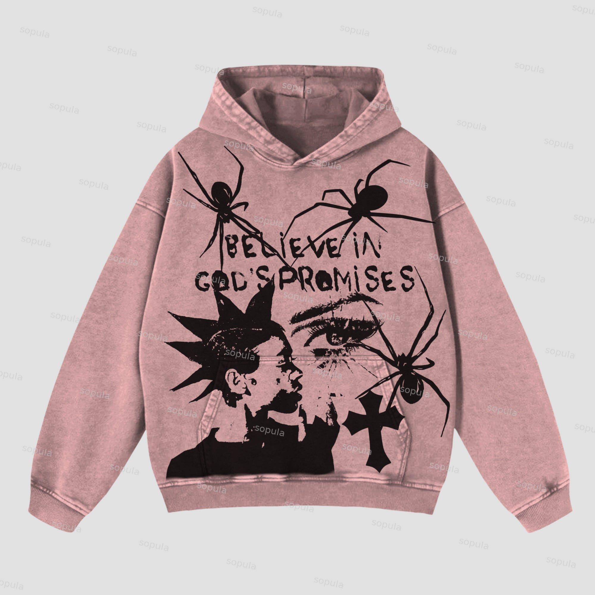 Sopula Spider Religion Vintage Character Portrait Graphics Hooded Sweatshirt Product Image