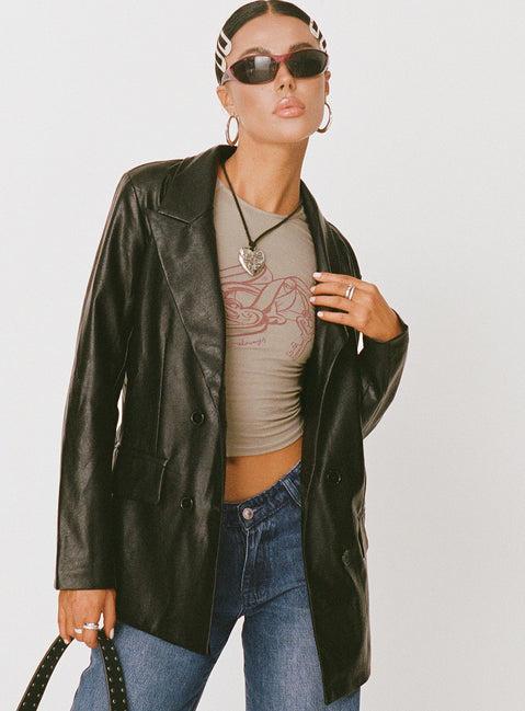 Ellen Faux Leather Blazer Product Image