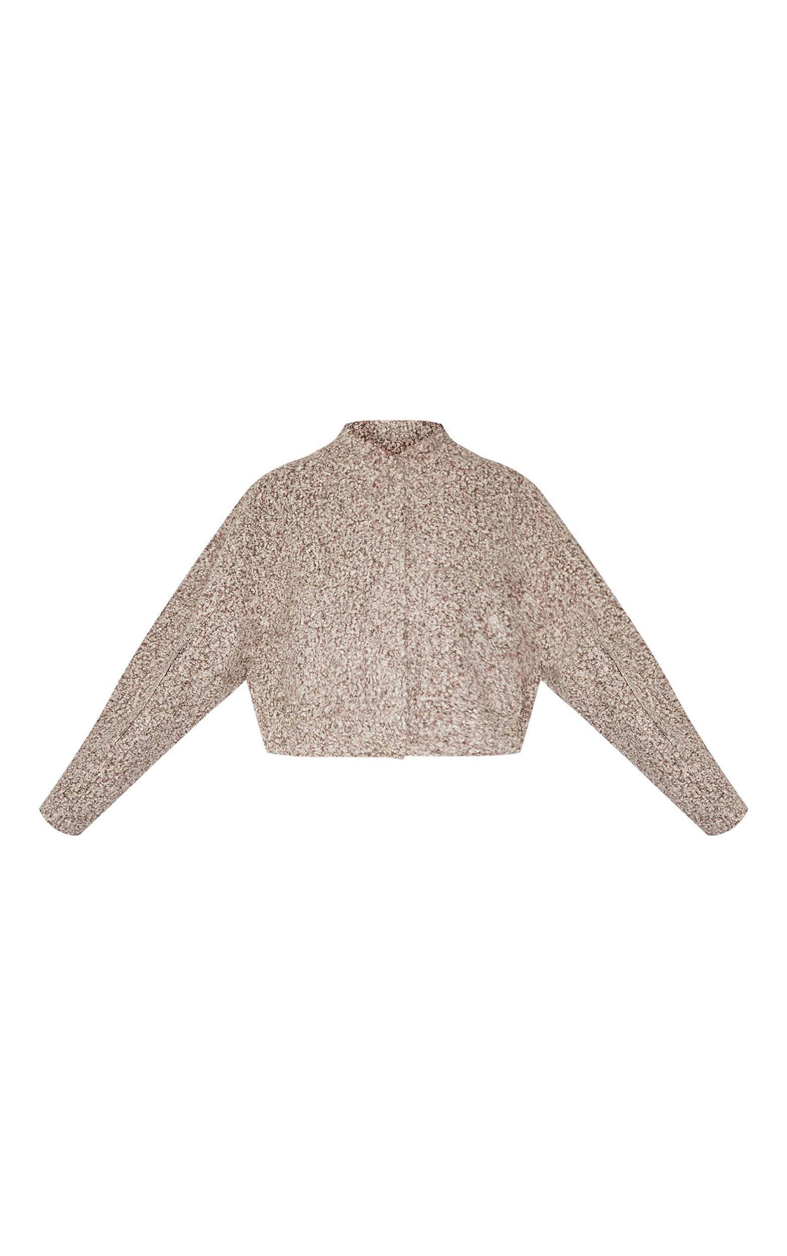 Beige Textured Wool Look Pocket Detail Jacket Product Image
