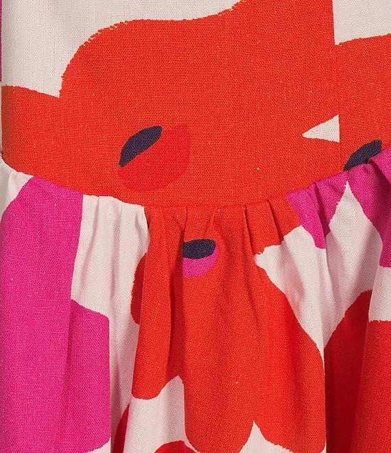 GB Large Floral Printed Linen Blend Drop Waist Mini Dress Product Image