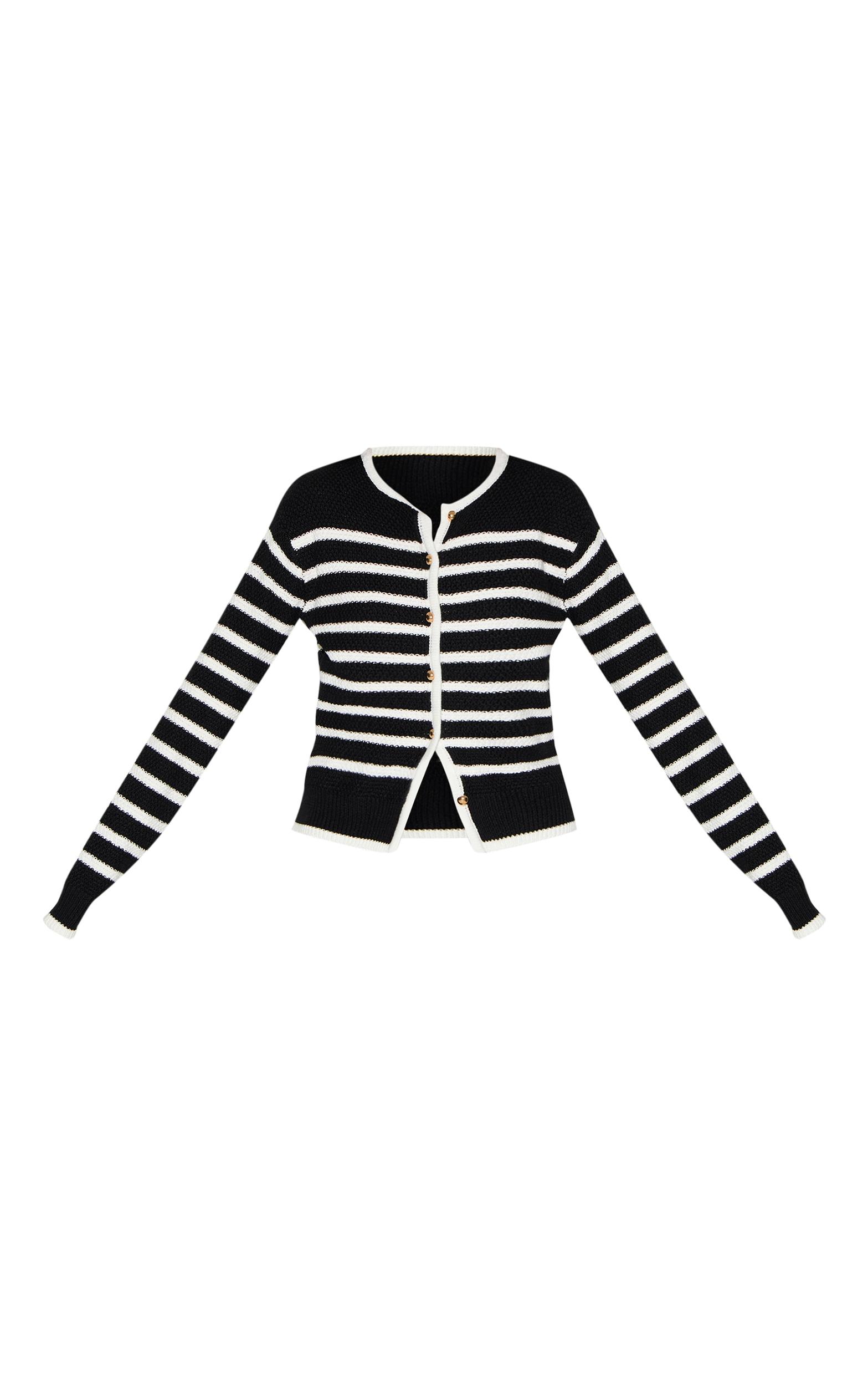 Black Stripe Knitted Cardigan Product Image