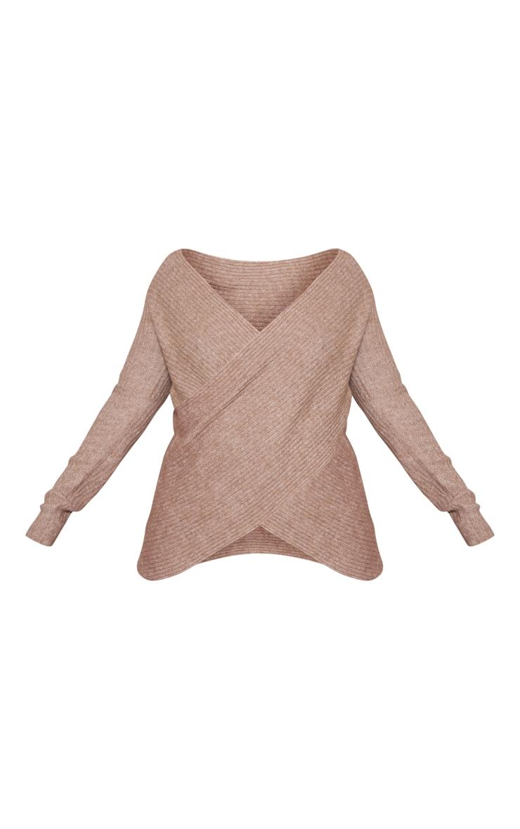 Plus Taupe Soft Knit Wrap Sweater Product Image