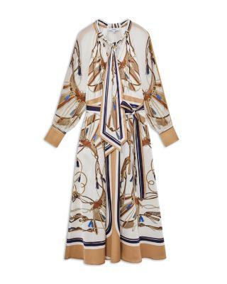 Ellie Placement Scarf Print Midi Dress Product Image