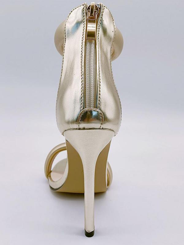 Open Toe Shiny Zipper Pumps Sandals Product Image