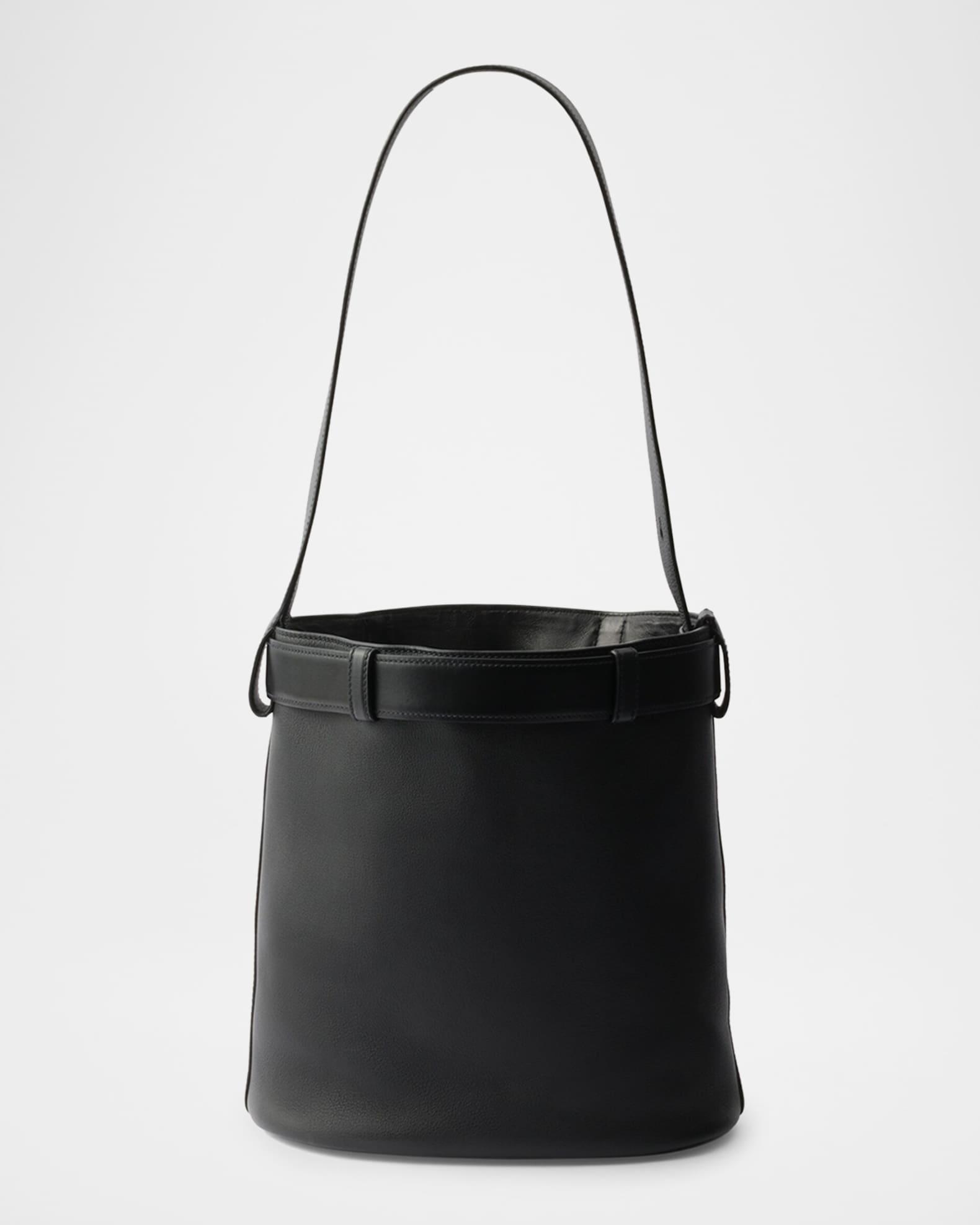 Buckle Leather Bucket Bag with Belt Product Image