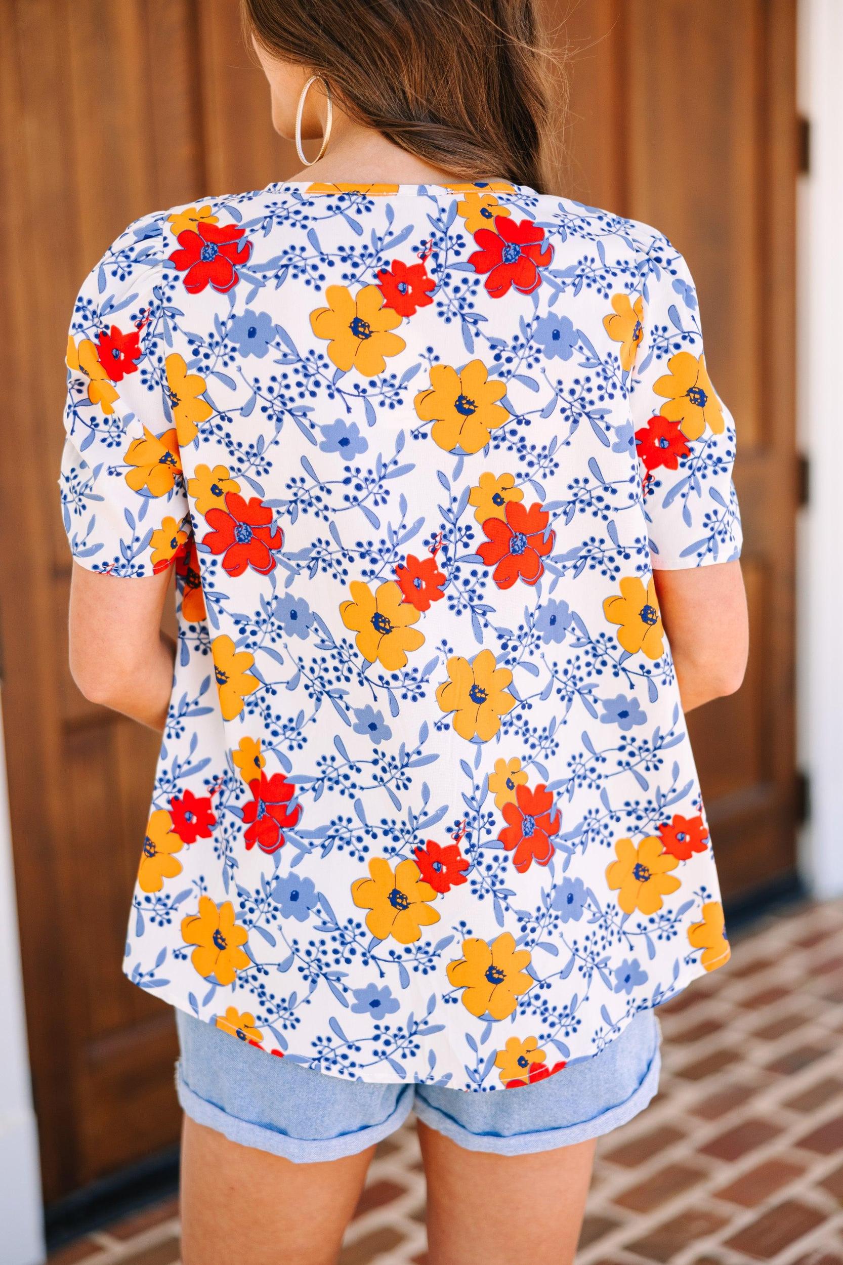 Ease On By White Floral Top Female Product Image