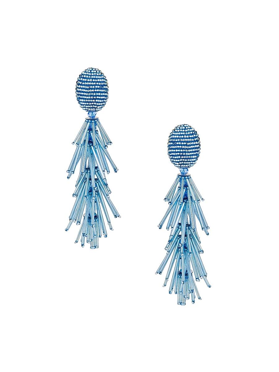 Womens 24K-Gold-Plated Brass & Glass Crystal Fringe Drop Earrings Product Image
