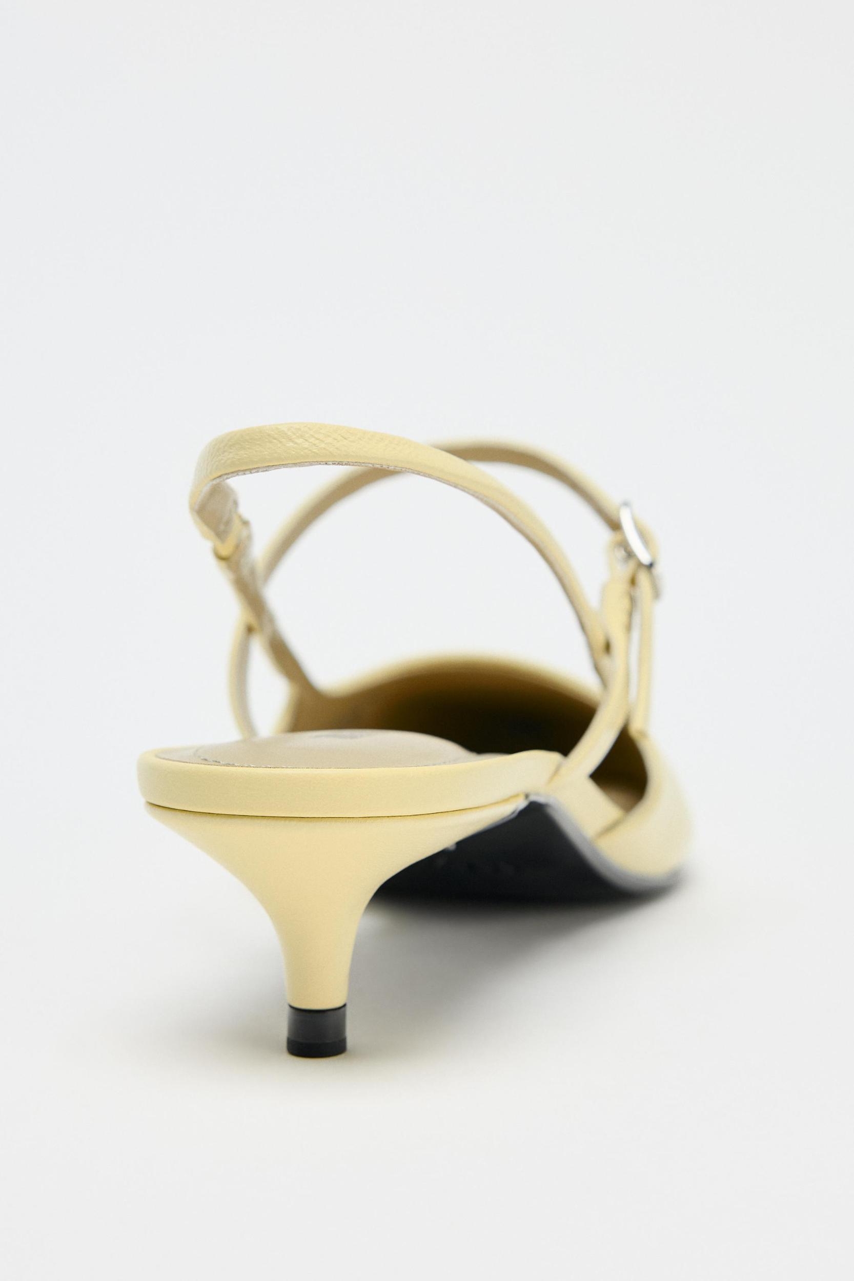 LEATHER KITTEN HEEL SLINGBACKS Product Image