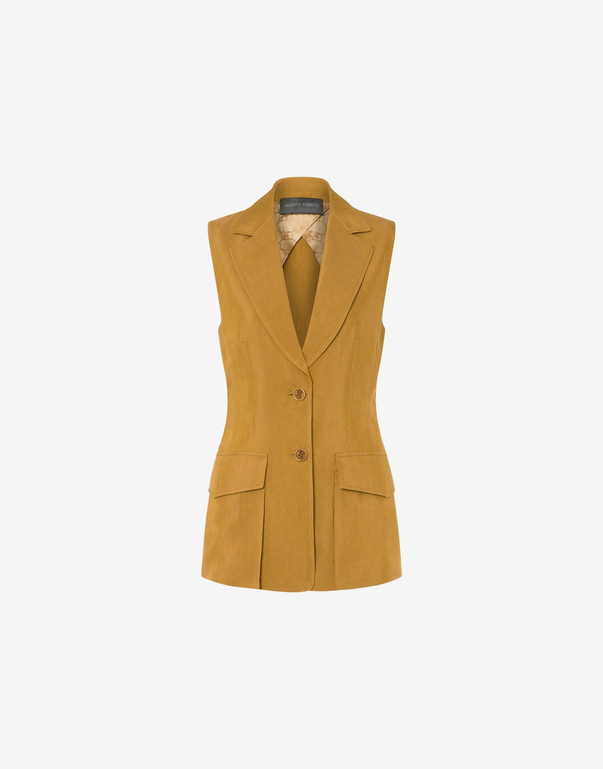 Flamed linen viscose waistcoat Product Image