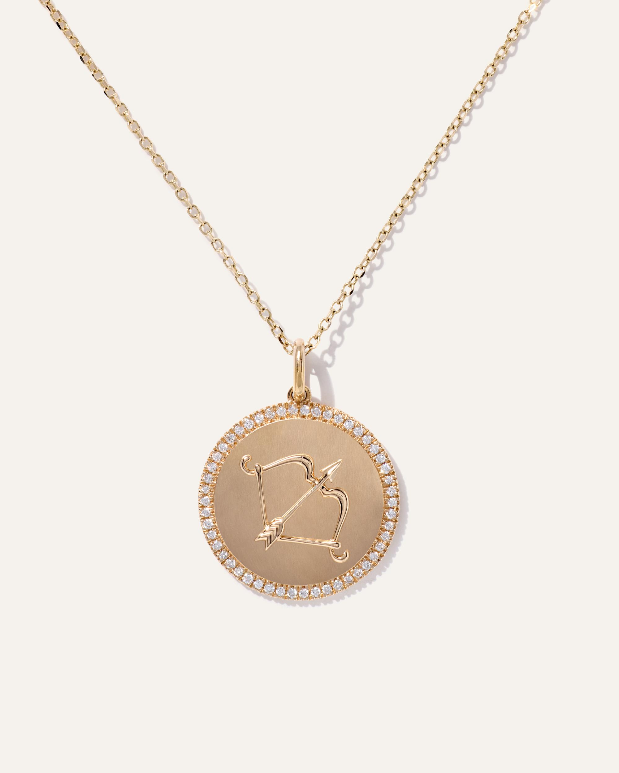 Quince | Women's 14K Gold Pave Zodiac Medallion Charm Product Image