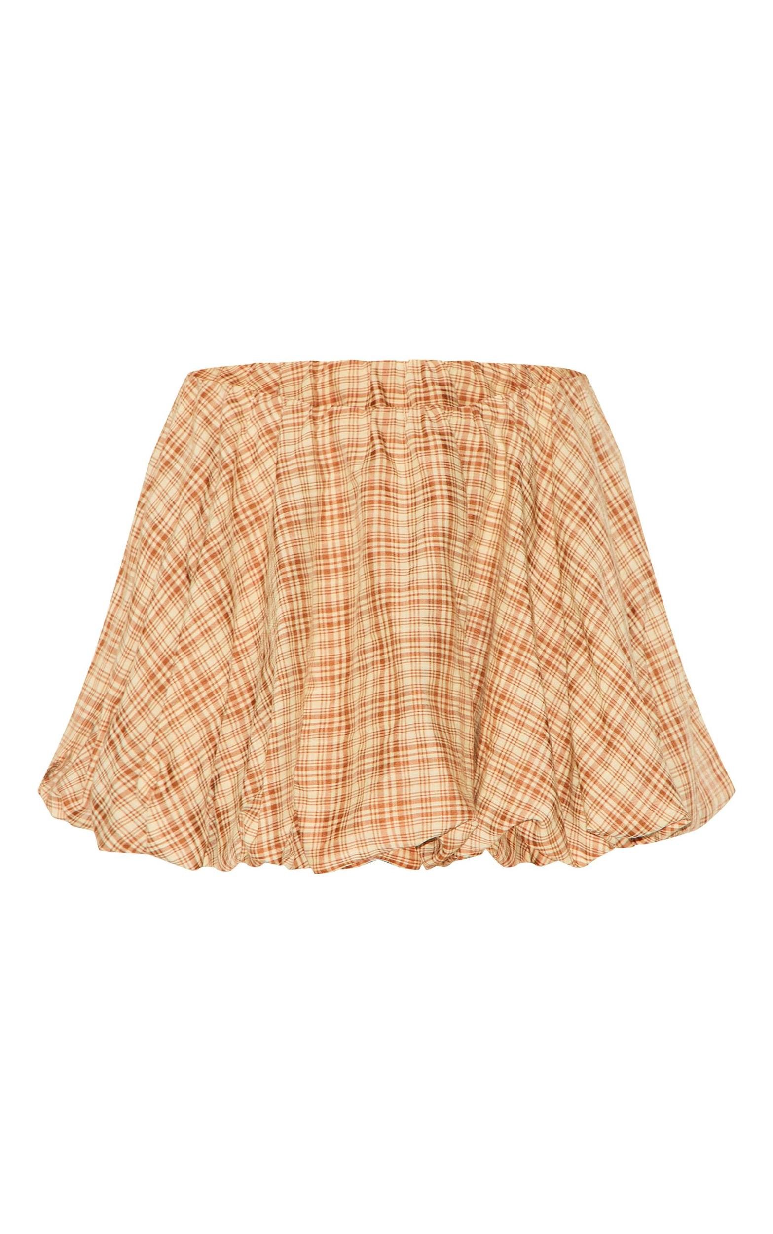 Brown Check Print Puffball Skirt Product Image