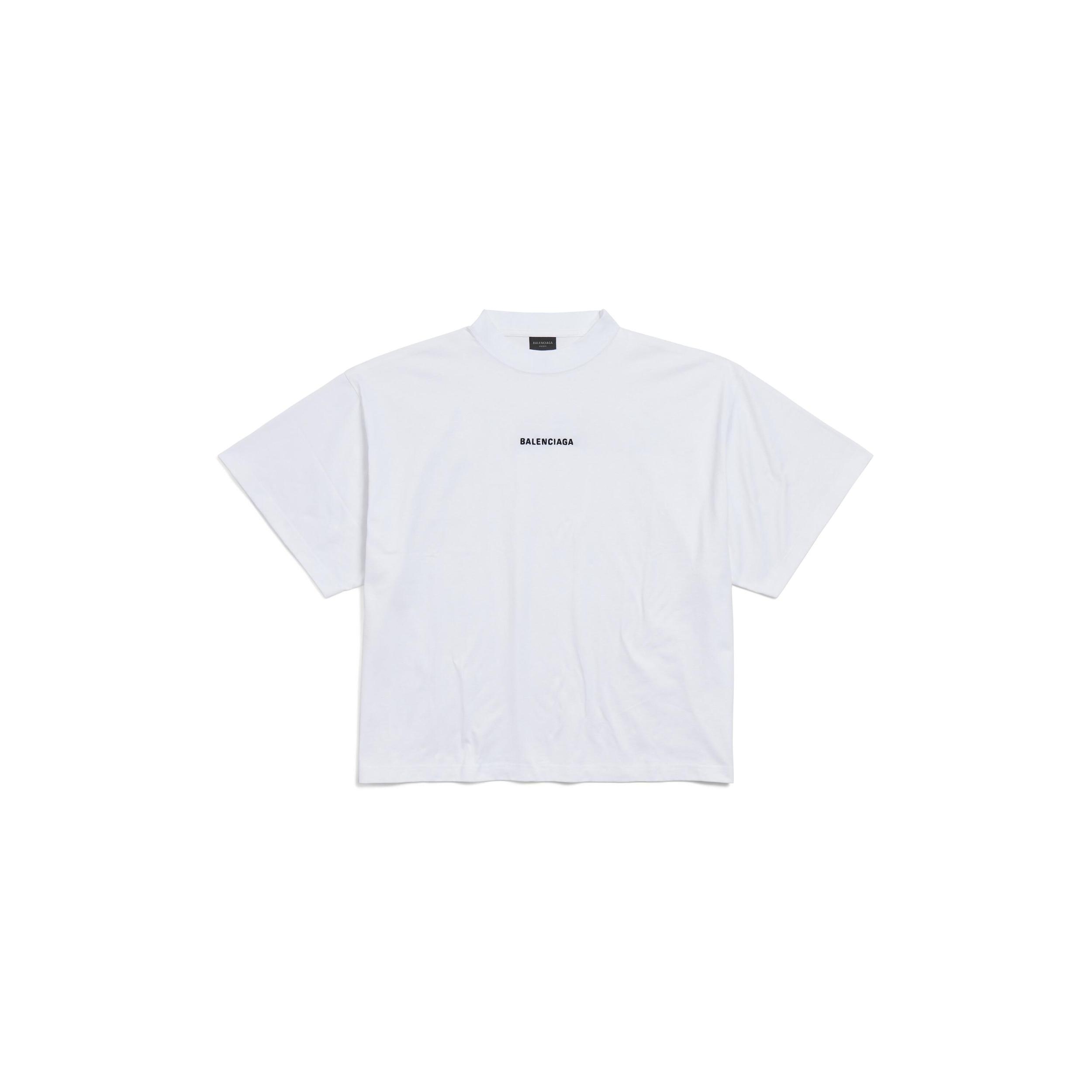 Women's Balenciaga Back Cropped T-shirt in White/black Product Image