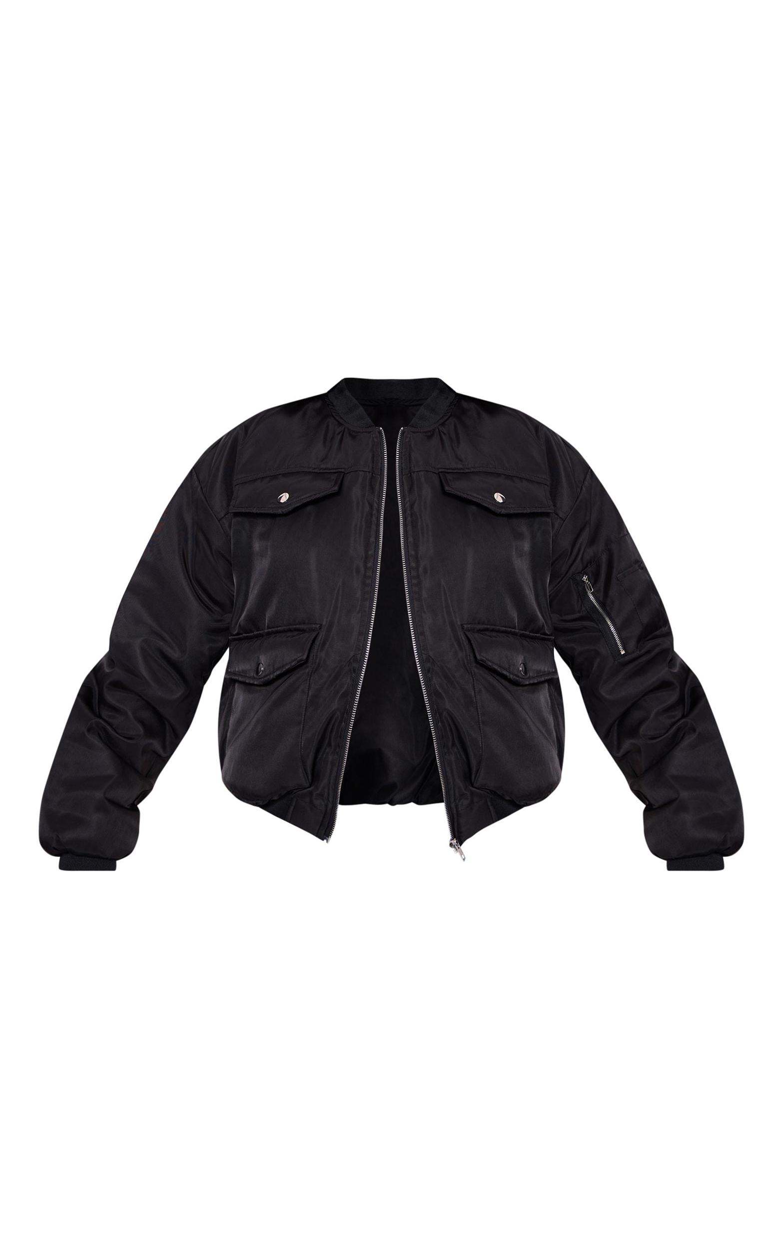 Black Oversized Bomber Jacket Product Image