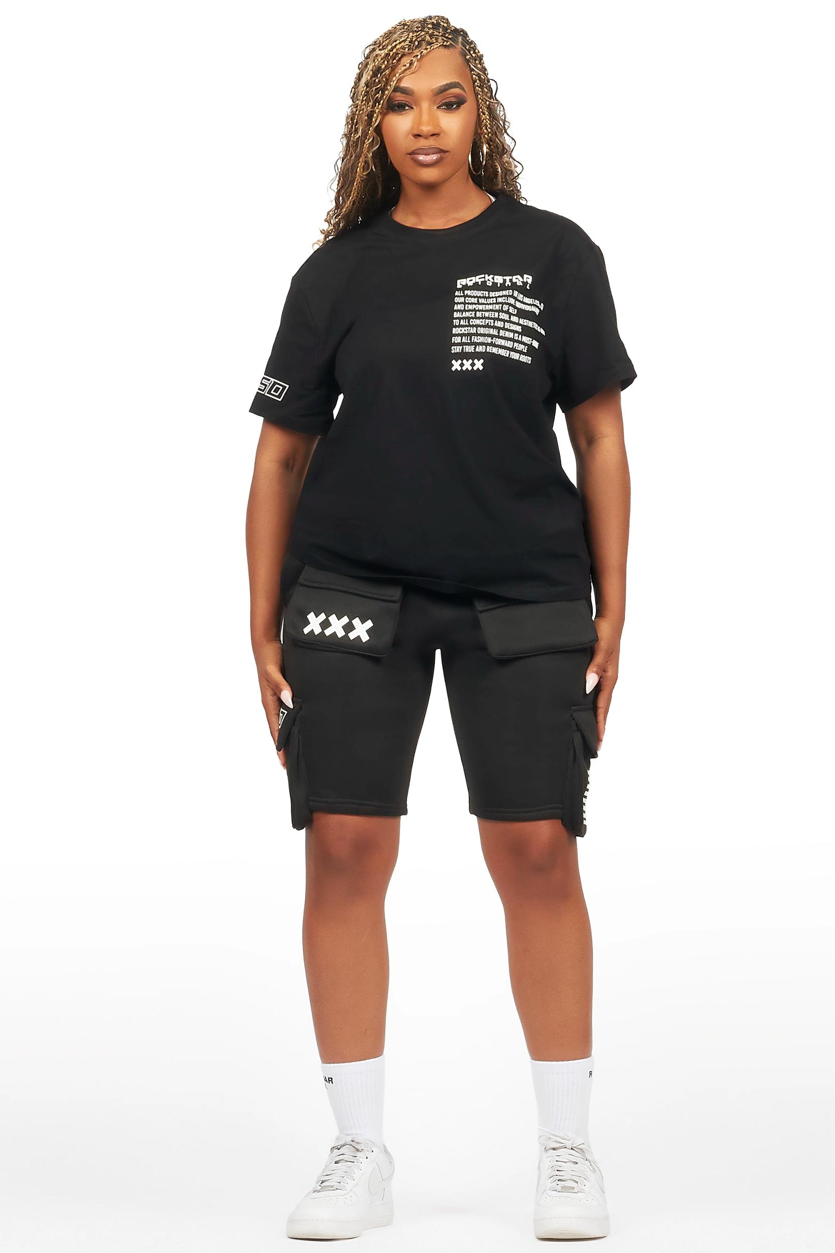 Neusa Black T-Shirt Cargo Short Set Female Product Image