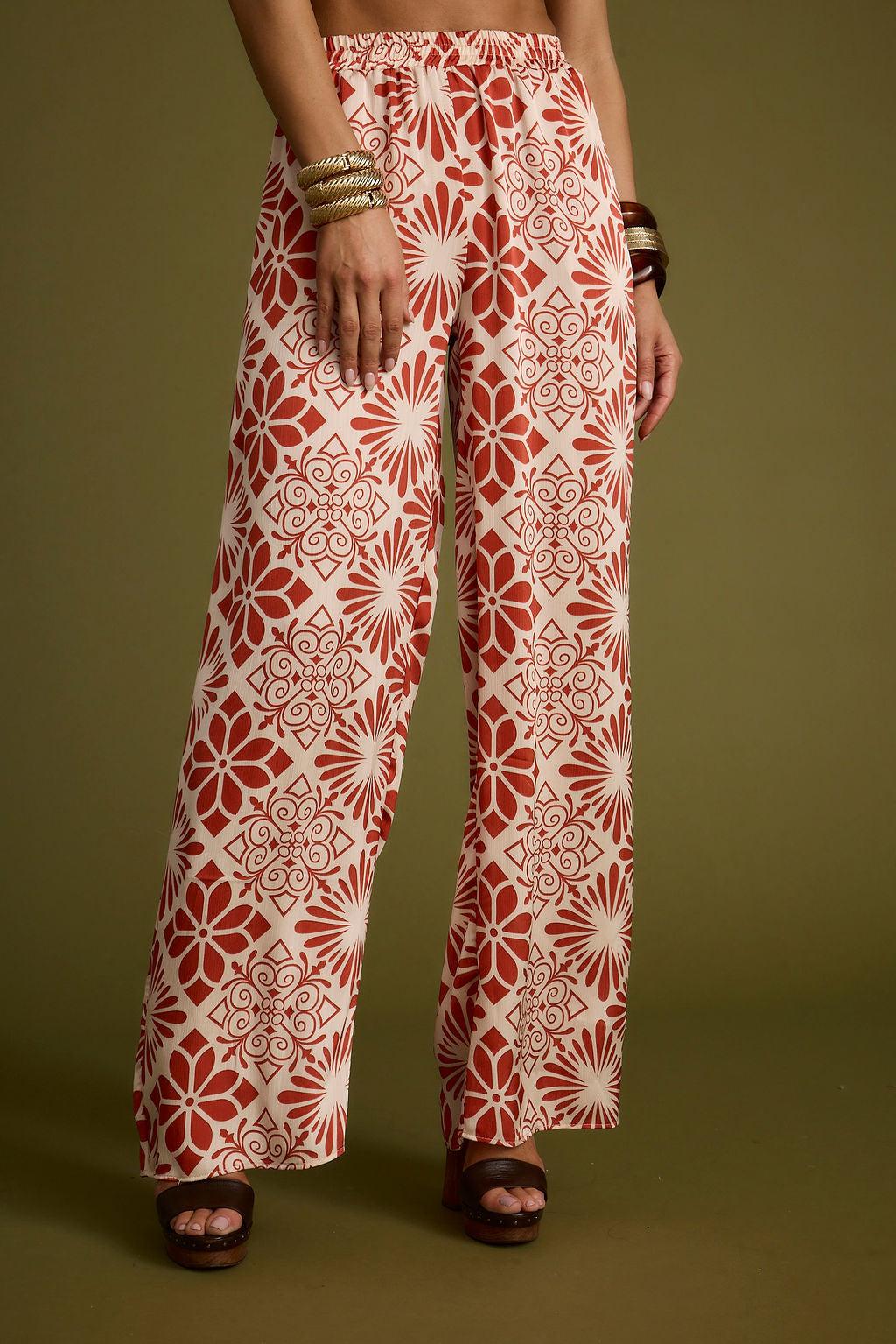 Cubana Rust Satin Pants Product Image