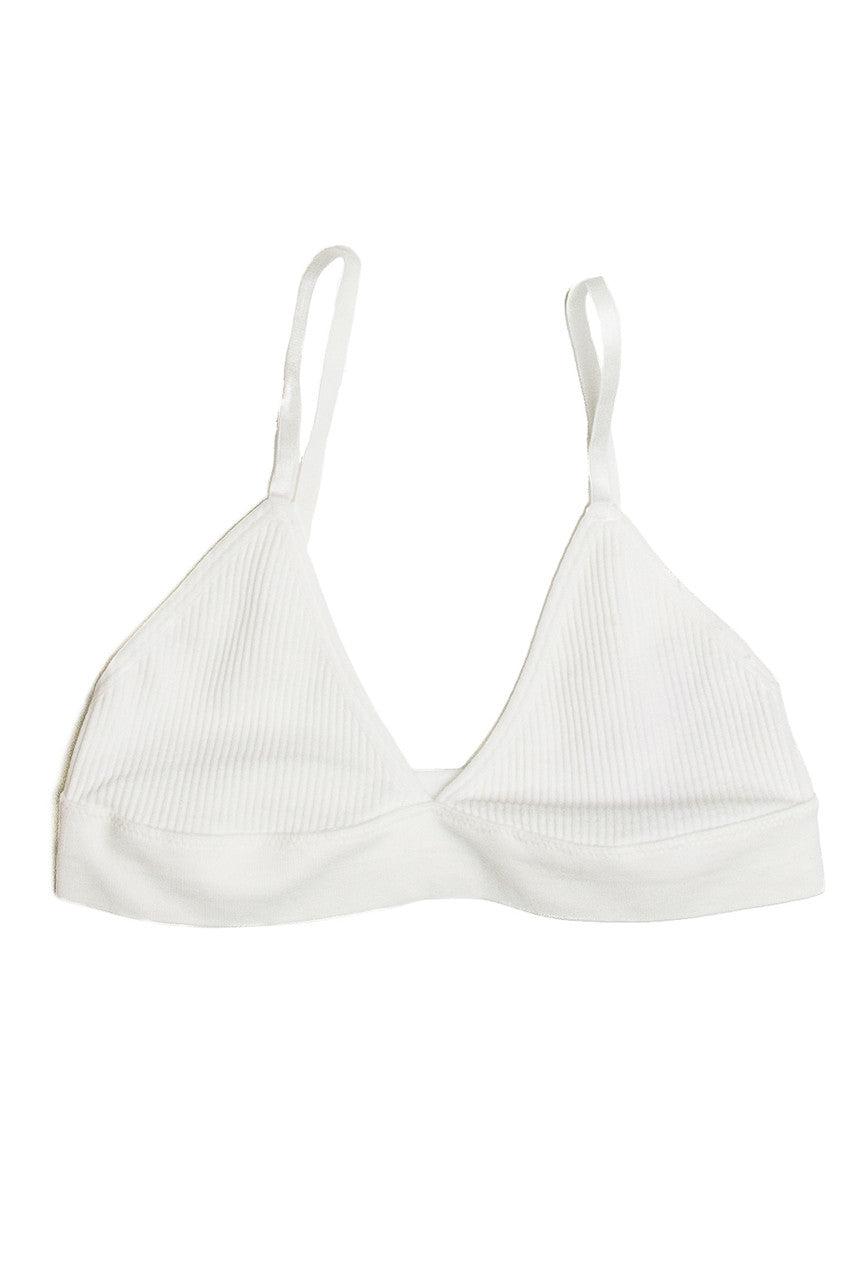 White Wide Rib Bralette Product Image