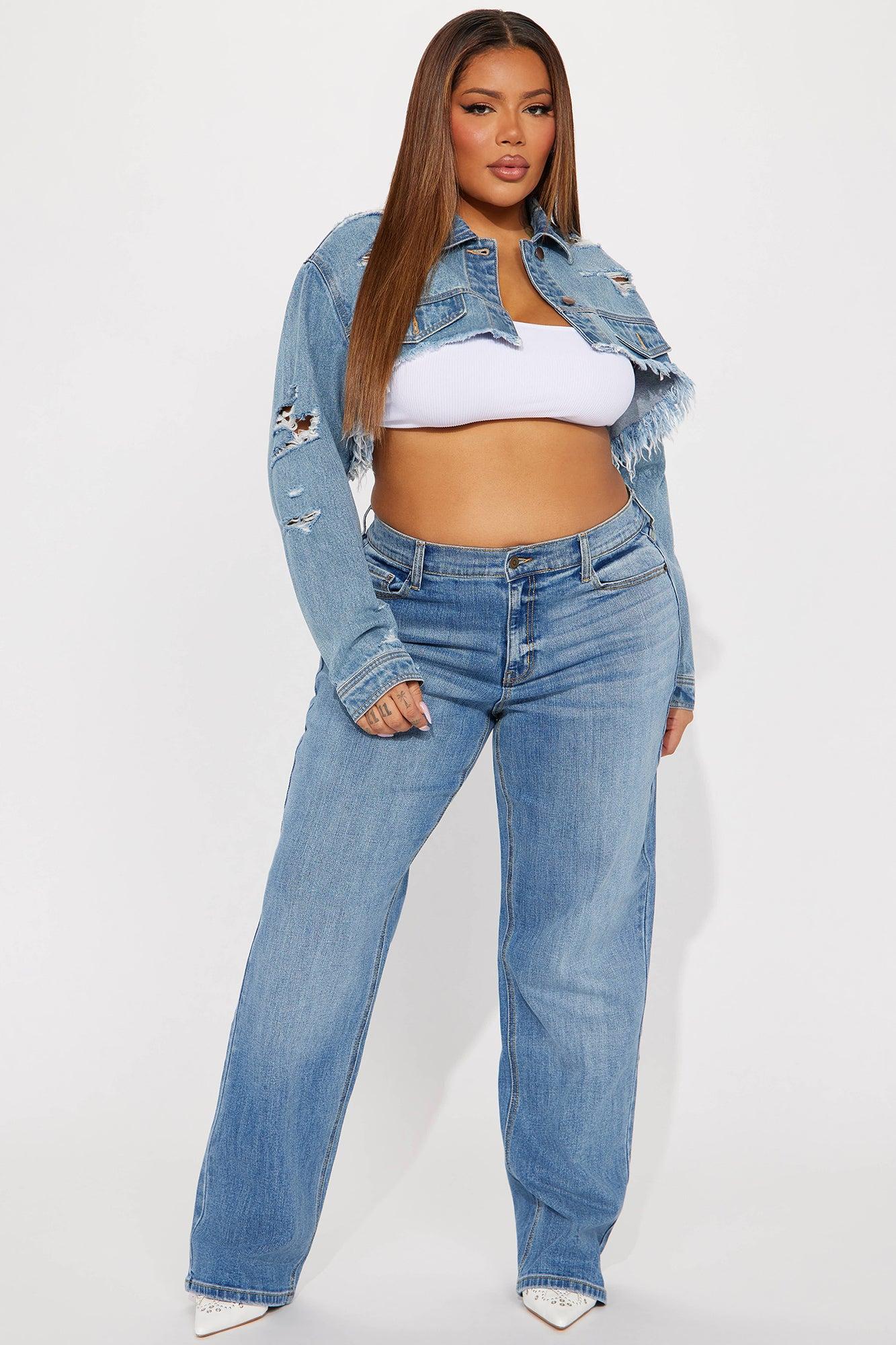 Be Authentic Slouchy Stretch Straight Leg Jeans - Medium Blue Wash Product Image