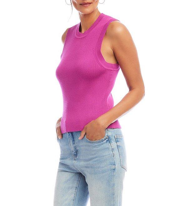 Karen Kane Ribbed Knit Crew Neck Sleeveless Tank Product Image