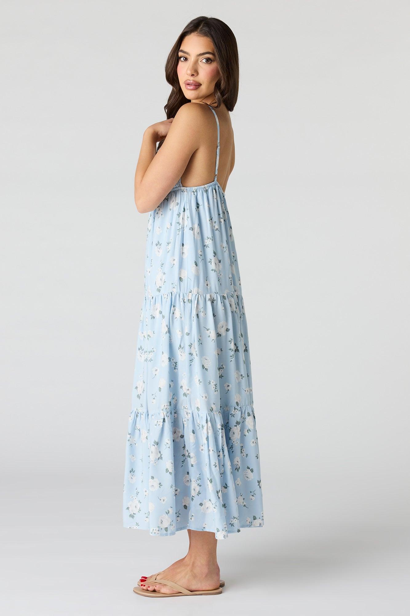 Floral Babydoll Maxi Dress Female Product Image