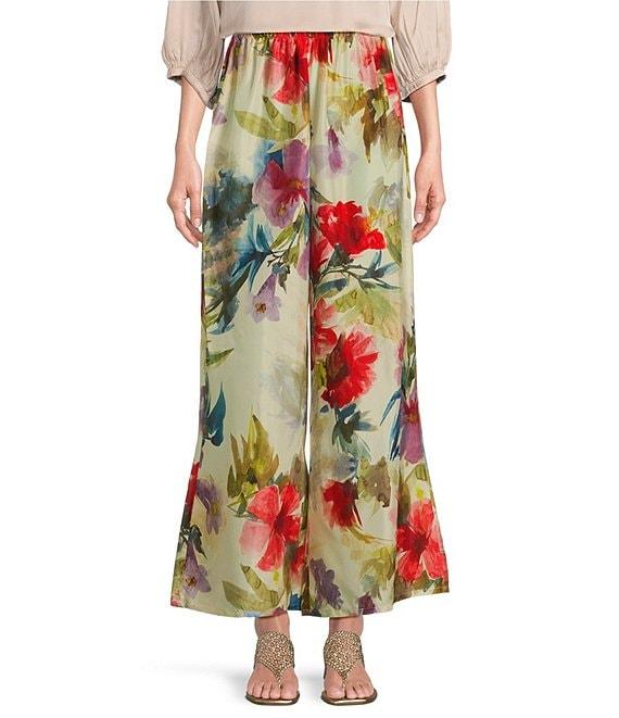 Bryn Walker Osca Fiori Silk Wide Leg Pull-On Pants Product Image